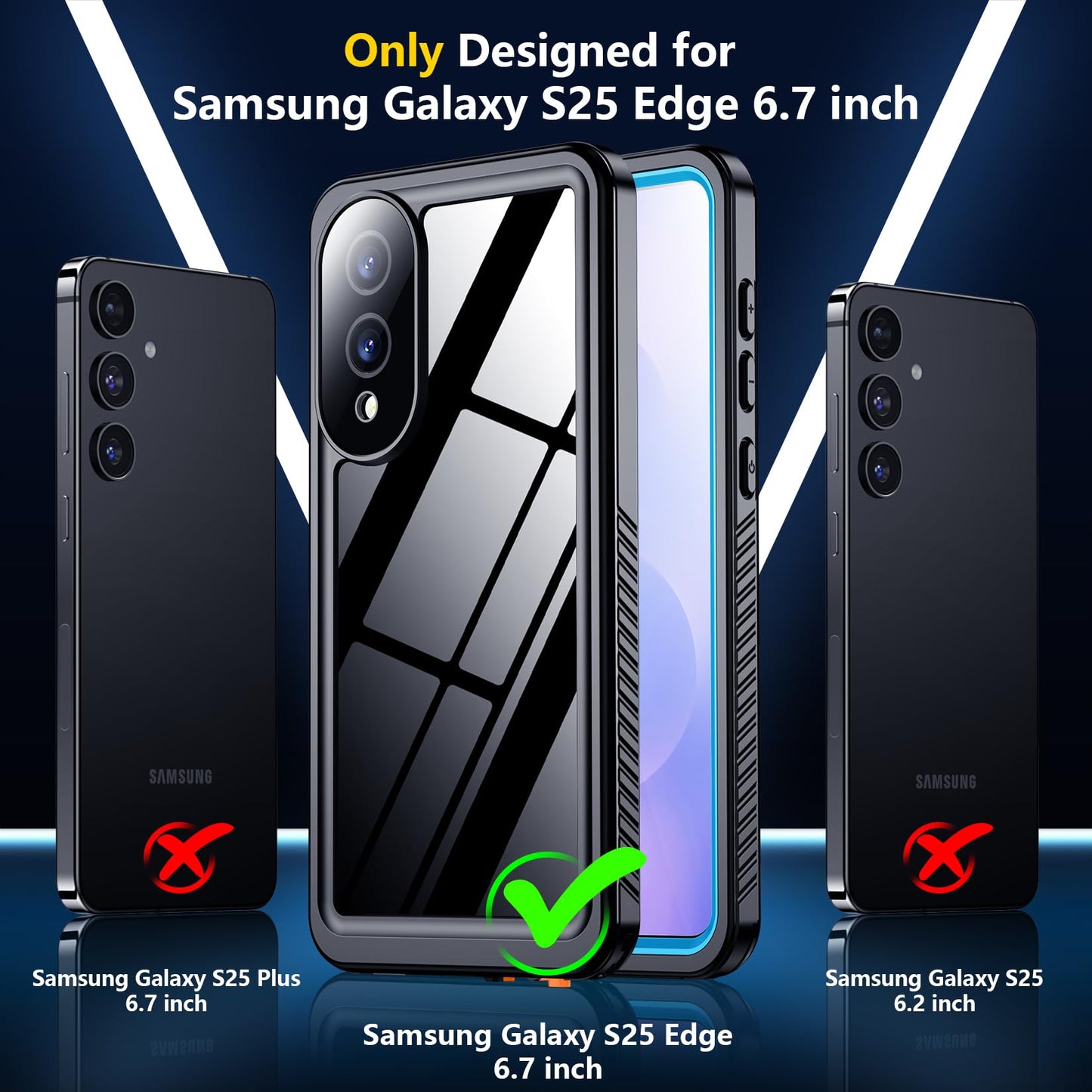 SPIDERCASE Designed for Samsung Galaxy S23 Case Waterproof,Built-in Screen & Camera Lens Protector[IP68 Underwater][Military Grade Shockproof] Full Body Protection Phone Case, Black/Clear WN420