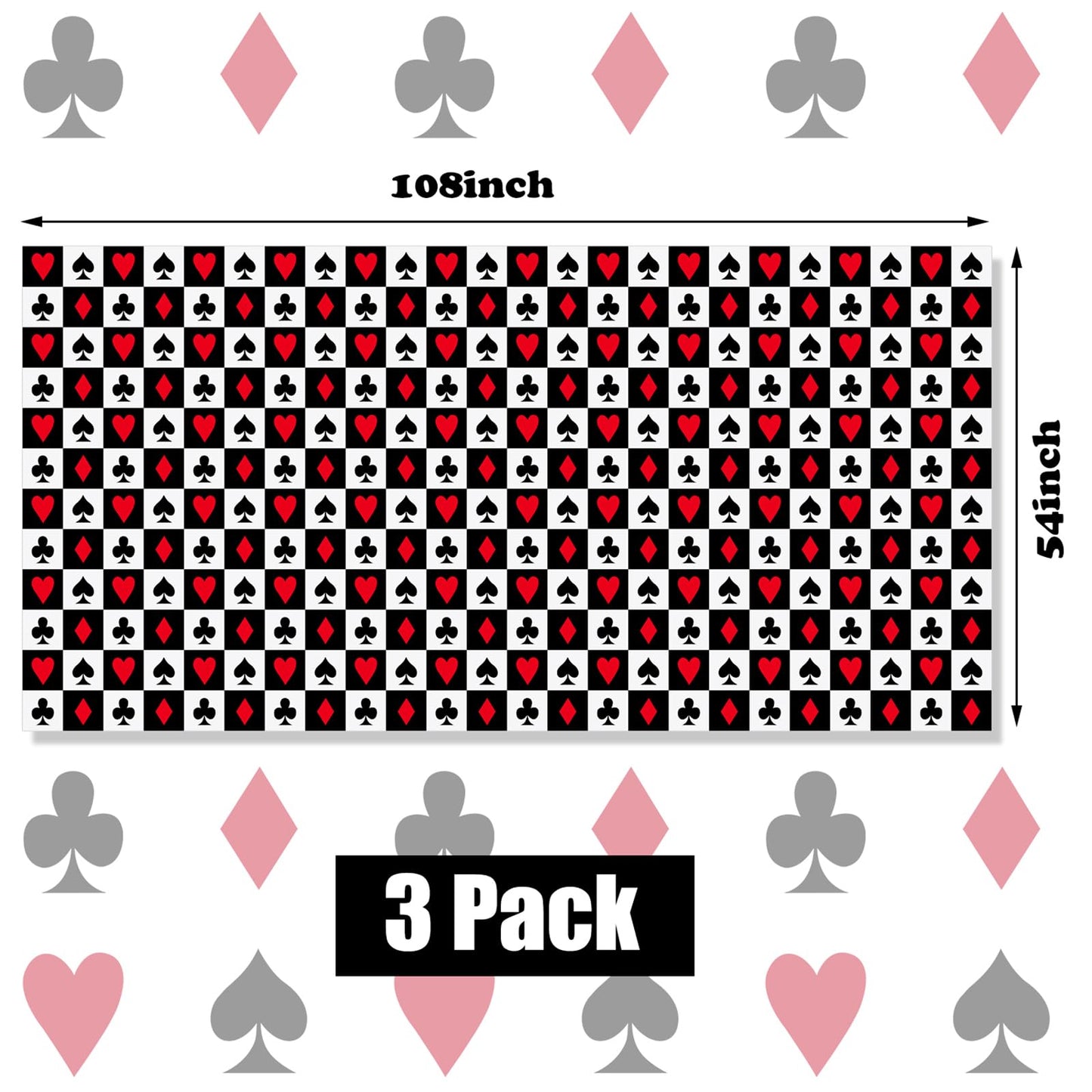 2 Pcs Casino Theme Party Decorations Poker Tablecloth Las Vegas Plastic Table Cover Casino Table Runner for Playing Card Game Birthday Party Favors Picnic Supplies, 54 x 108 Inch WN420