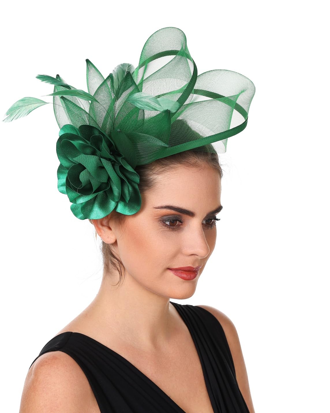 SAFERIN Fascinators Hat Flower Mesh Ribbons Feathers on a Headband and a Clip Tea Party Headwear for Girls and Women WN420
