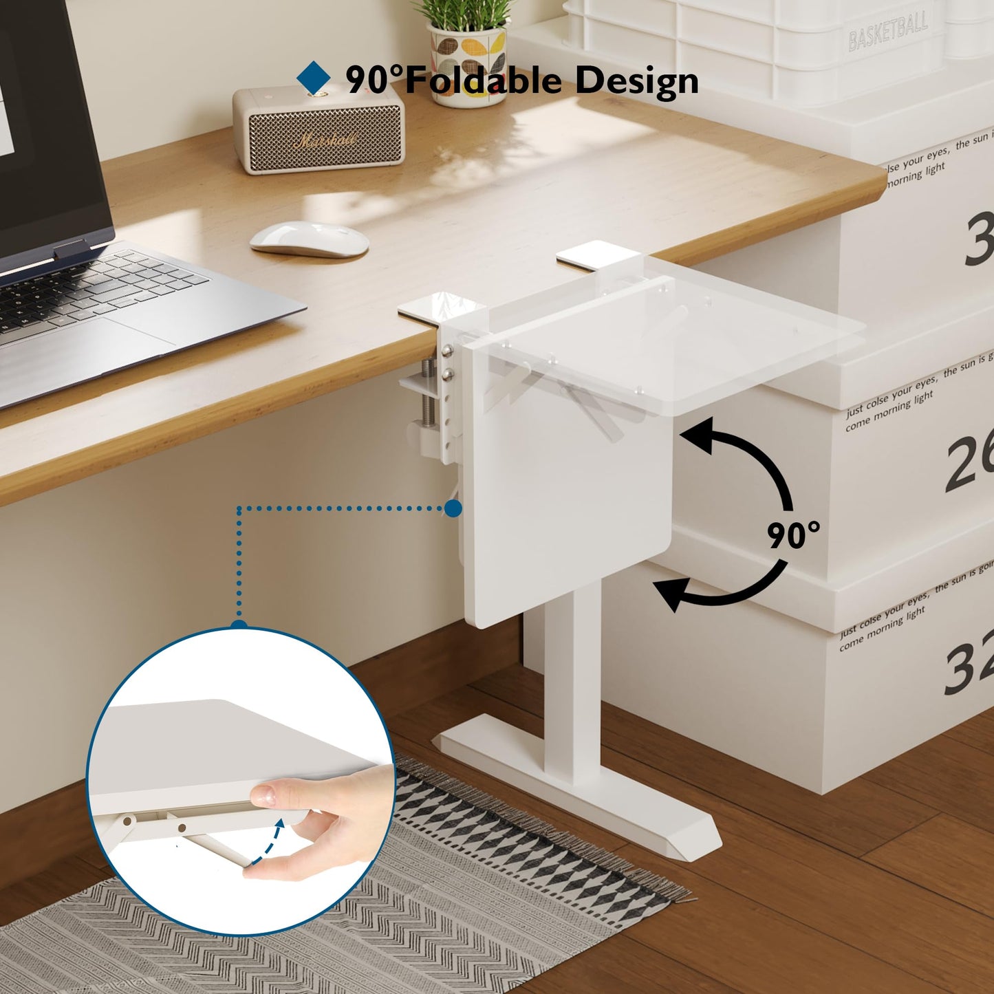 BONTEC Ergonomic Desk Extender Tray, 9.5"x9.1" Wrist Rest Shelf | 90°Foldable Elbow Support, Table Mount Arm, Clamp on Computer Arm Rest for Desk, Office & Home Use,Durable Easy to Install BST202