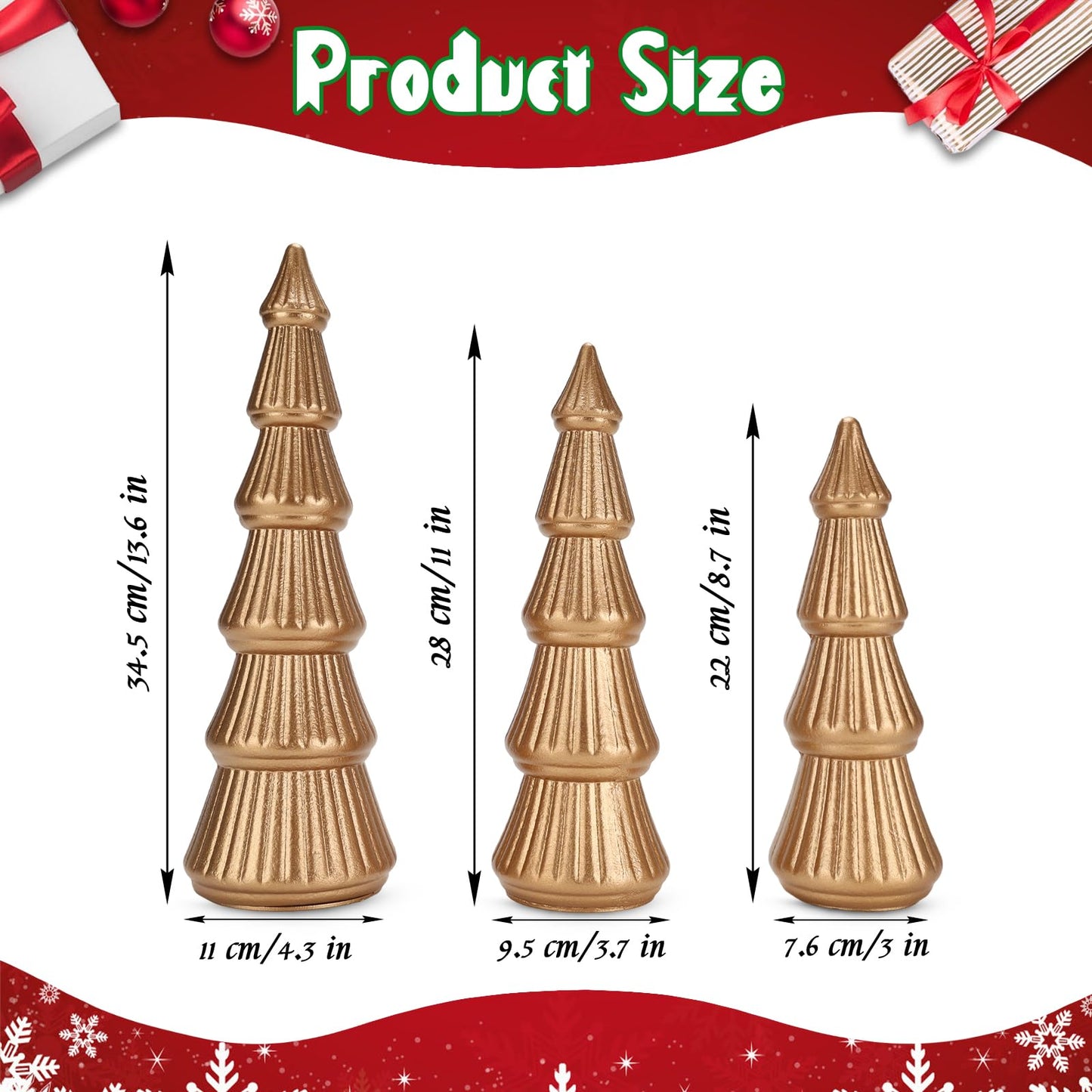 Wooden Christmas Tree Figurine, 3 Pcs Tabletop Xmas Tree, Christmas Centerpiece Decor for Home Entryway Mantel Shelf Table Fireplace Holiday (White-Wood) BST326H