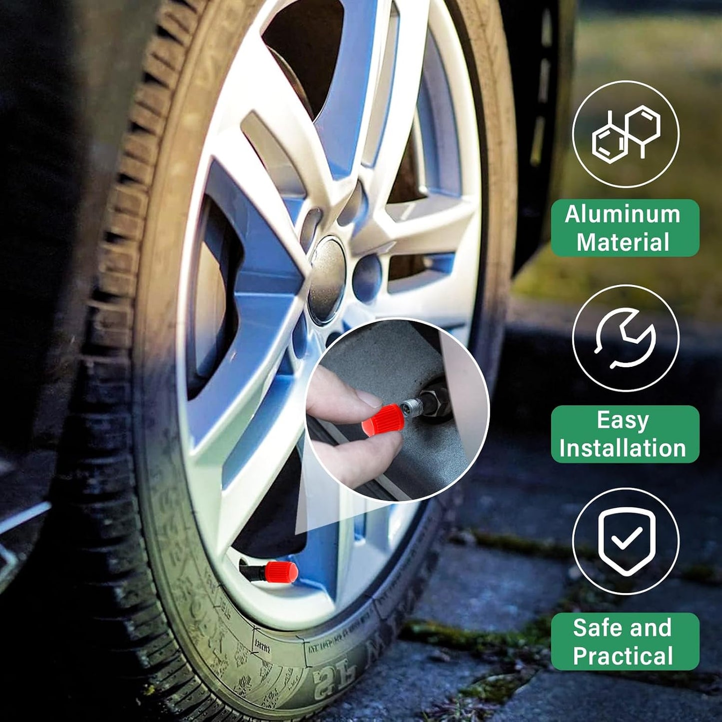 Ziciner 25 PCS Tire Valve Stem Caps, Plastic Car Tyre Valve Cap with O Rubber Seal, Dustproof Airtight Seal Wheel Stem Covers, Universal Accessories for Cars, SUVs, Bicycles,Trucks (Red) WN420