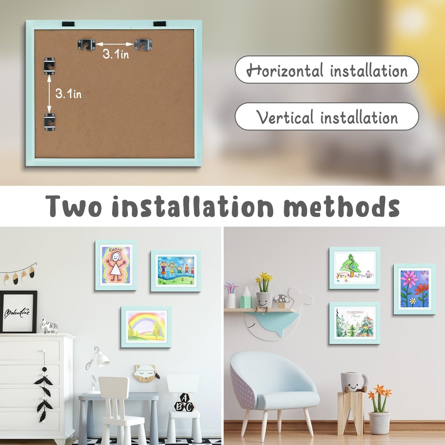 Golden State Art, 8.5x11 Kids Art Frames, Front-Opening Picture Frame Great for Kids Drawings, Artworks, Children Art Projects, Schoolwork, Home or Office (Walnut, Set of 2) BST220