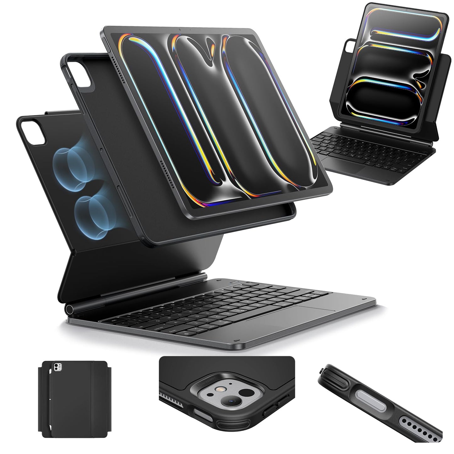 ESR iPad Pro 11 Inch Case with Keyboard (M5/M4, 2025/2024), iPad Pro 11(5th) Keyboard Case with Easy-Set Magnetic Stand, Portrait/Landscape Modes, Removable Protective Case, Rebound 360 Series, Black