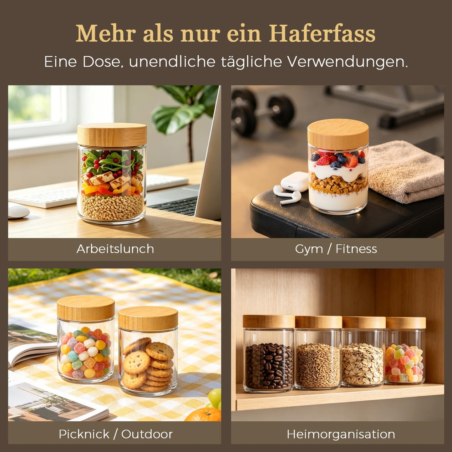 ComSaf Glass Storage Containers With Lids 0.5 Qt, 6 Pack Small Glass Jars | Small Glass Containers, Spice Jar 15oz, Candy, Family Snack Storage, Coffee Bar Organization, Size For Subpackage, BPA Free BST220