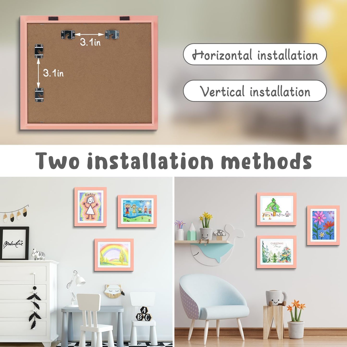 Golden State Art, 8.5x11 Kids Art Frames, Front-Opening Picture Frame Great for Kids Drawings, Artworks, Children Art Projects, Schoolwork, Home or Office (Walnut, Set of 2) BST220
