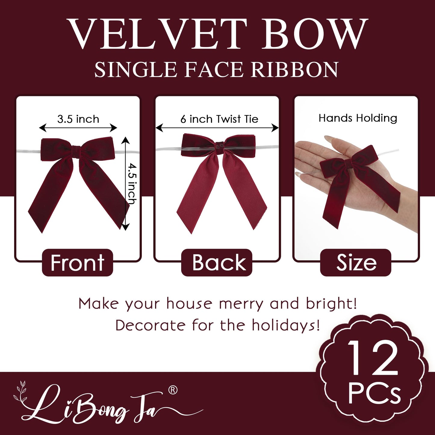 3.5" Dusty Rose Pre Tied Bows Velvet Pink Ribbon Bows, Gift Bows for Presents, Valentine Bows with Twist Ties for Wreaths, Party Decor, Crafts, Valentine Package Bows-12 Counts BST220