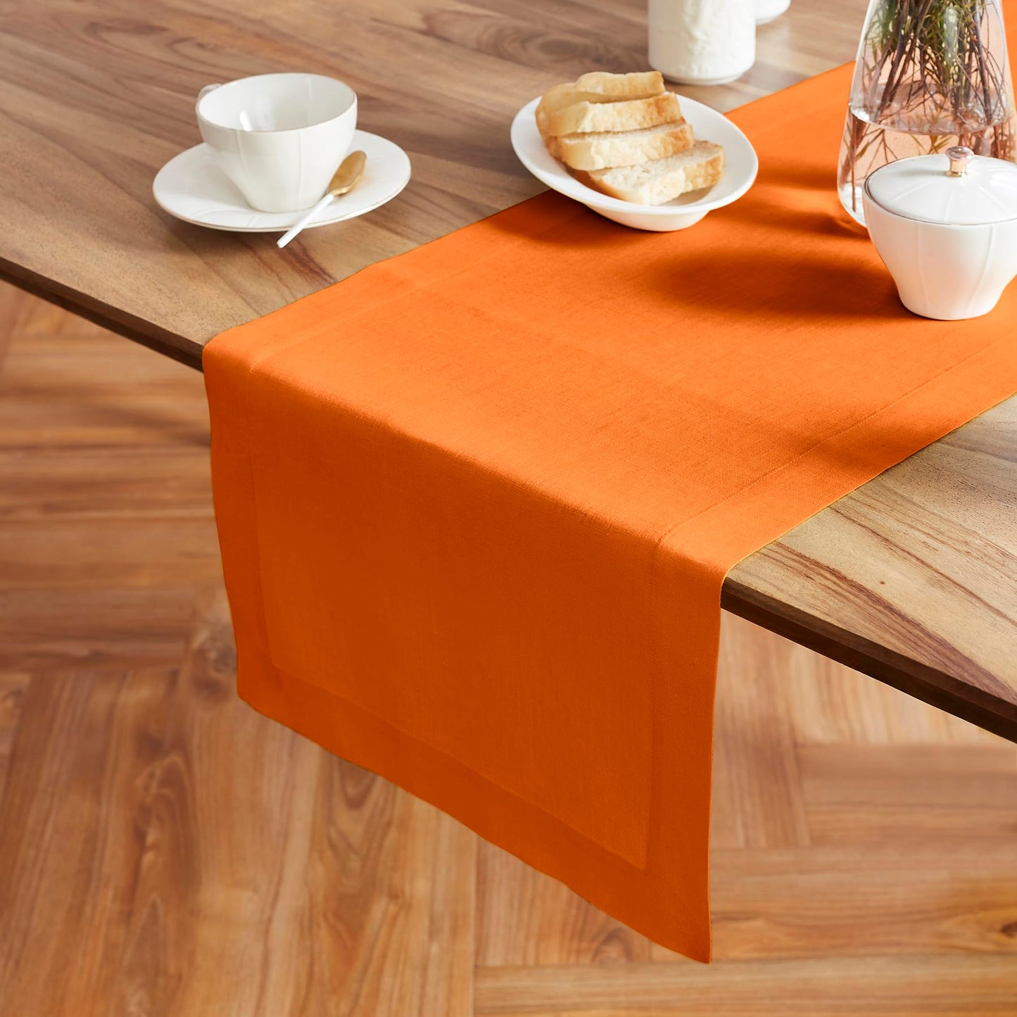 Solino Home 100% Pure Linen Dining Table Runner Cordovan, Sonoma 14 x 48 in | Table Runners for coffee tables, entryway tables and layered dresser styling | prewashed, relaxed drape | OEKO-TEX Certified BST326SOLH