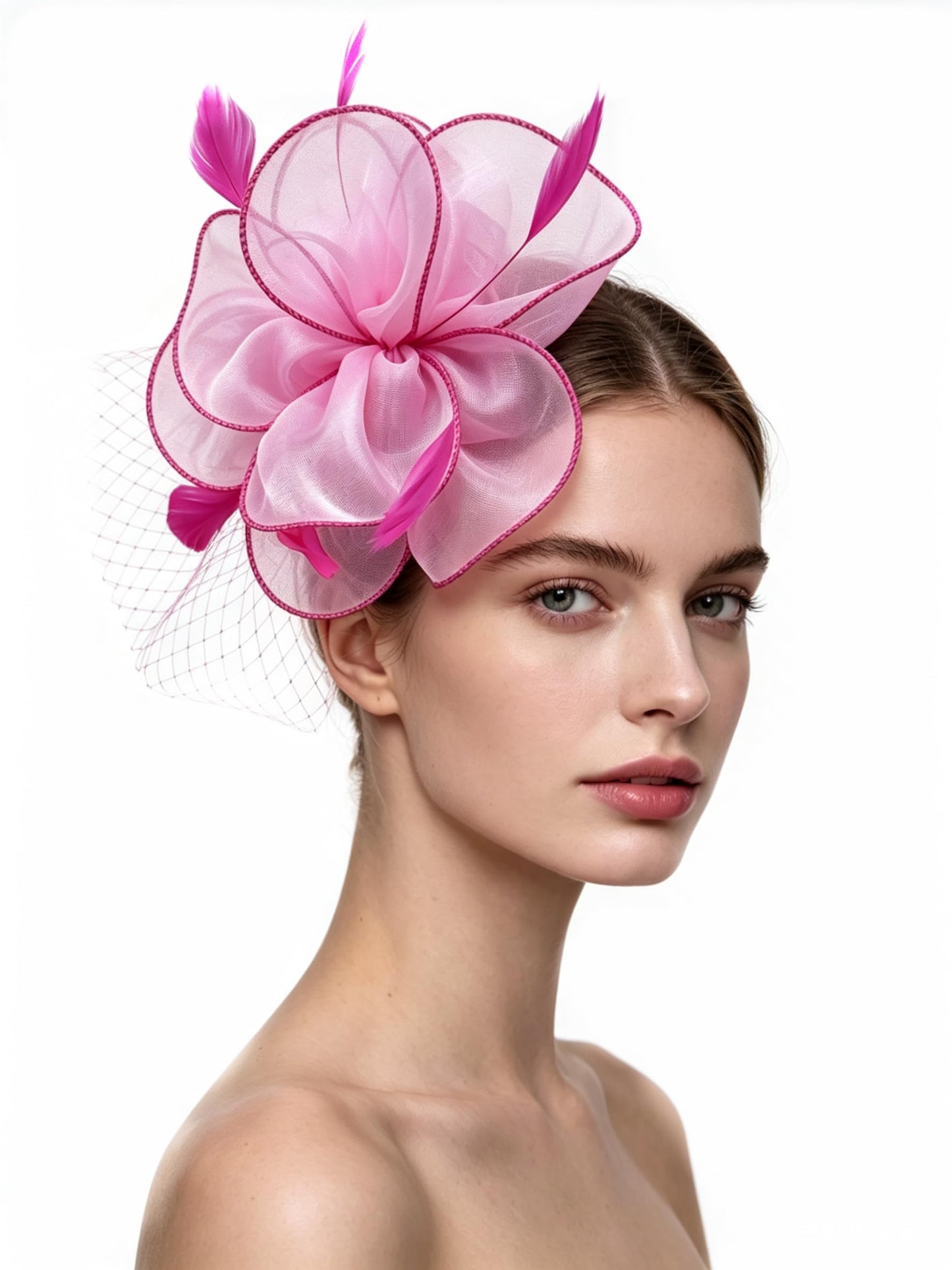 SAFERIN Fascinators Hat Flower Mesh Ribbons Feathers on a Headband and a Clip Tea Party Headwear for Girls and Women WN420