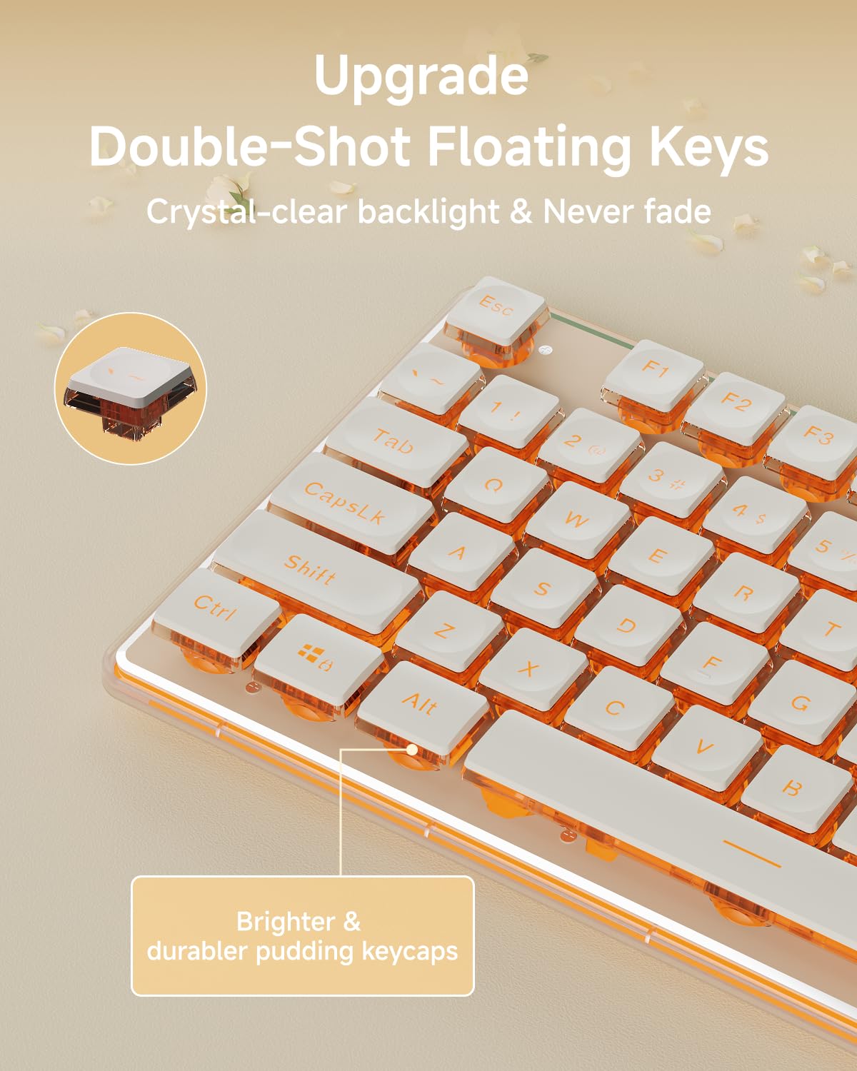 V3 Wireless Keyboard and Mouse with Single Backlit, Metal Panel, Bluetooth/2.4G Rechargeable Computer Keyboard and Mouse Combo Silent Lighted Full Size Cute Keyboards-White