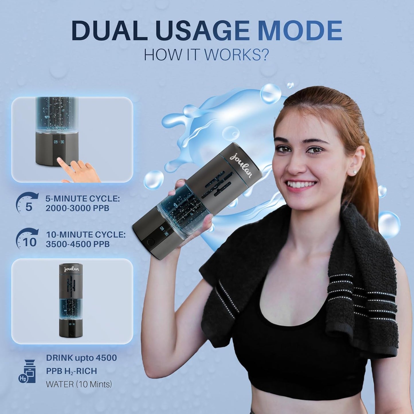 Joulan Hydrogen Water Bottle Upgraded Hydrogen Water Bottle - Rechargeable