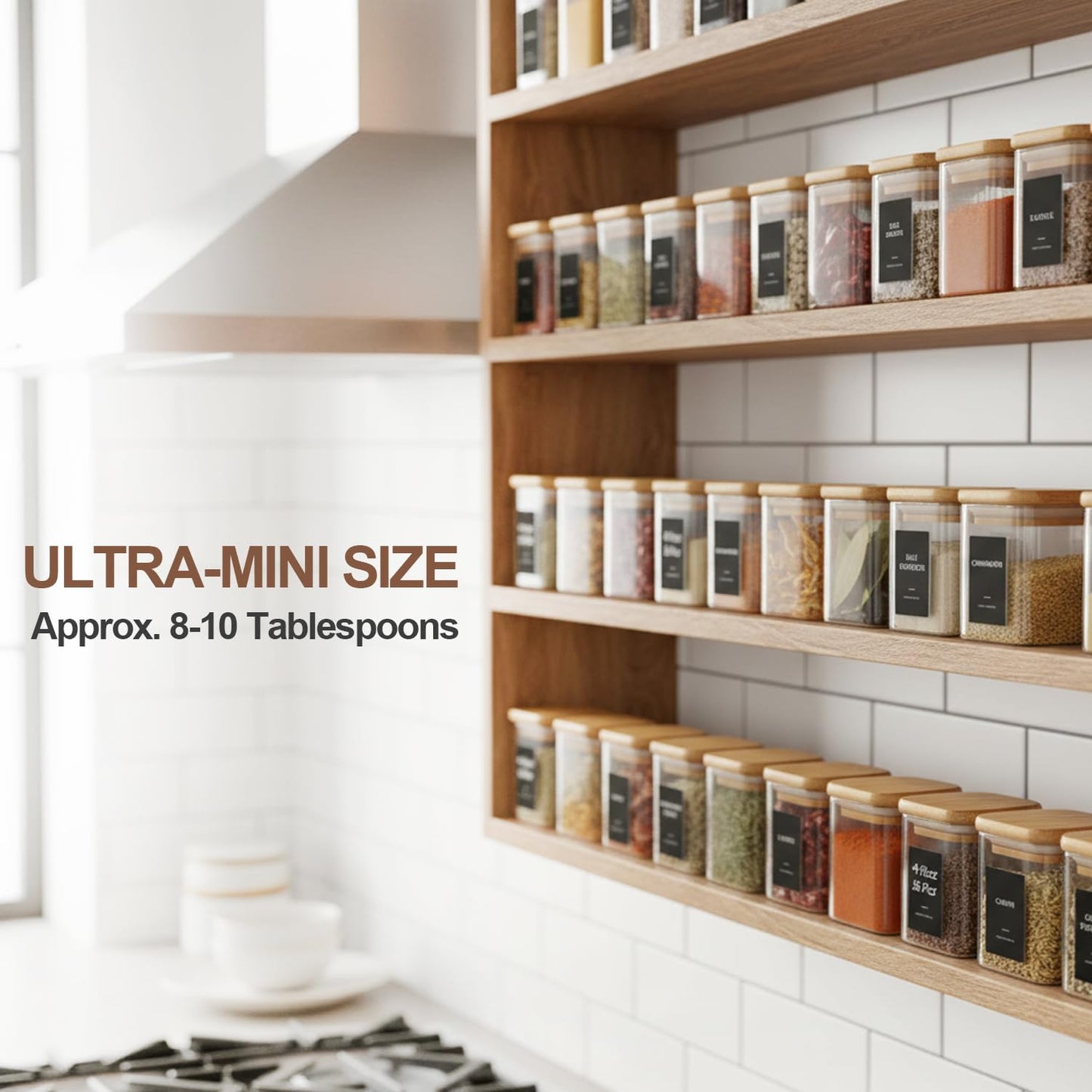 ComSaf 0.6 Qt Glass Food Storage Jars Set of 6, Clear Storage Containers with Airtight Lids, Pantry Organization Jar, Spice Jar, Blooming Tea, Coffee and Sugar Container, Canister Set for Kitchen BST220