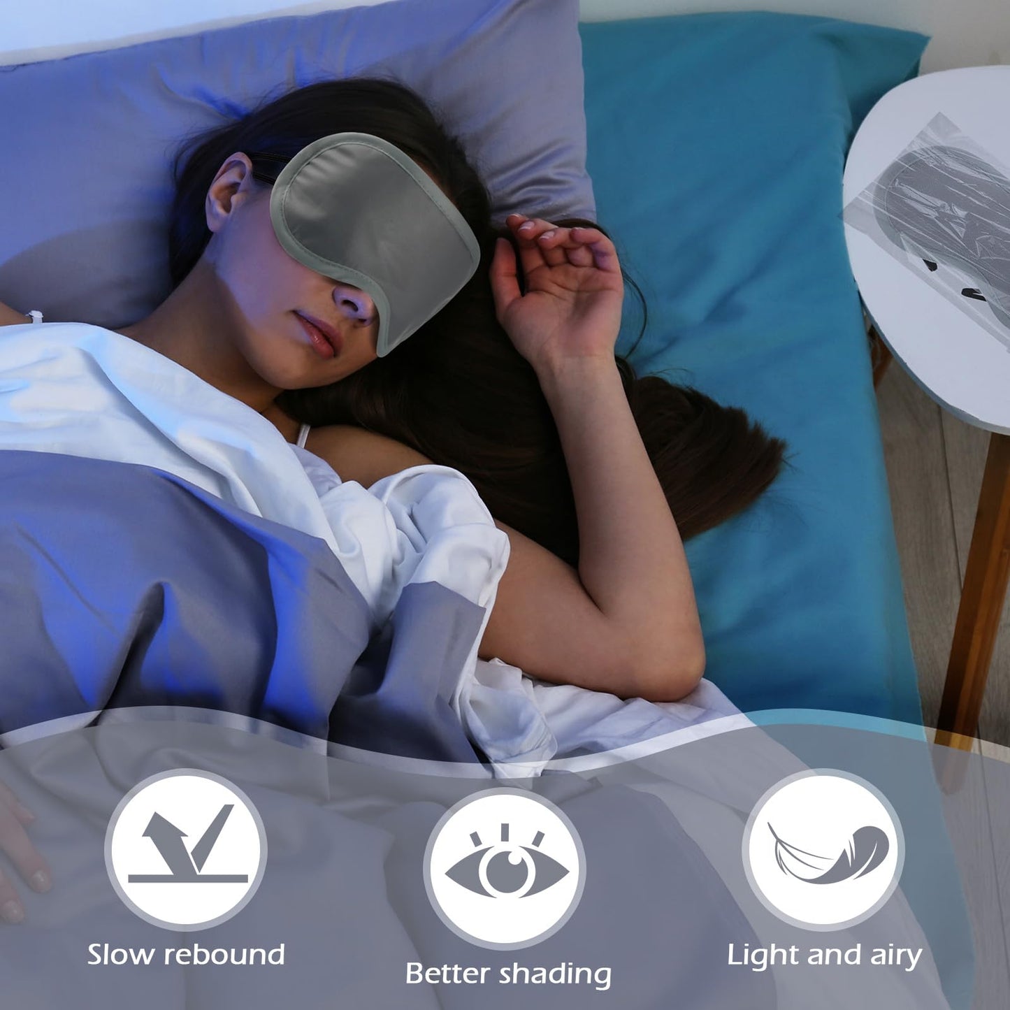 Tarpop 200 Pcs Eye Mask Sleeping Blindfold Eye Cover with Adjustable Strap for Games Party Team Building Travel Individually Wrapped Sleep Mask for Women Men (Blue)