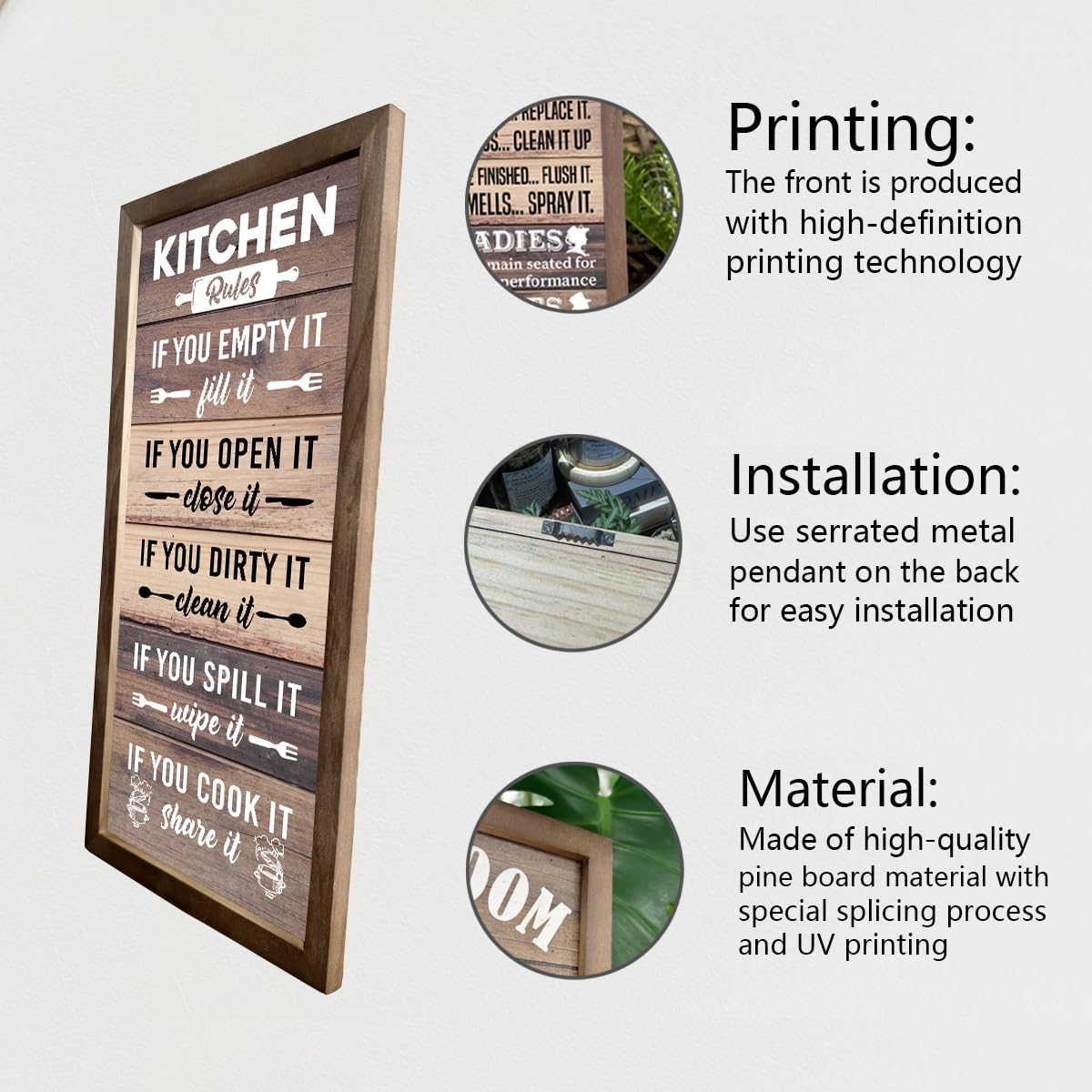 Rustic & Funny Bathroom Signs - Western & Farmhouse Bathroom Rules Wall Decor E1 BST202