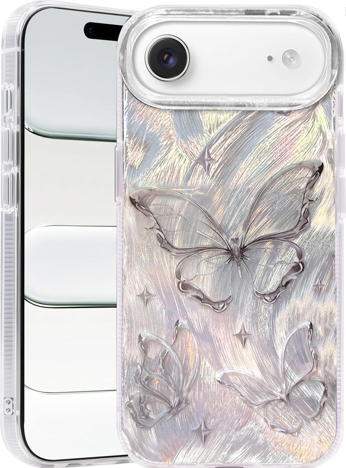 I-MGAE-IN-AR Compact Case for iPhone 16 Holographic Cloud Design,Cute Trendy Soft Slim TPU Shockproof Protective Phone Cases Cover for Women Girls Aesthetic Glitter WN420