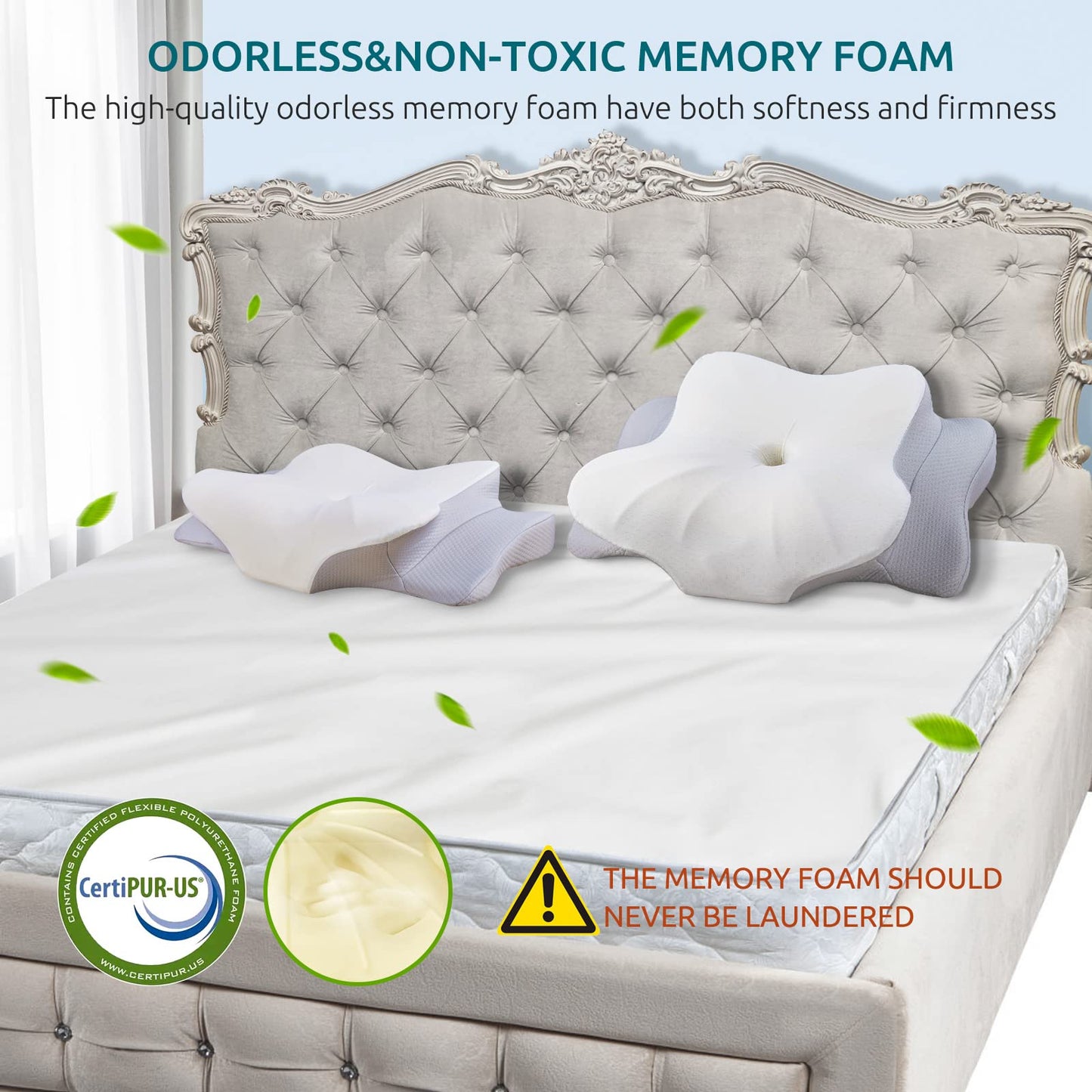 DONAMA Cervical Pillow for Neck and Shoulder,Contour Memory Foam Pillow,Ergonomic Neck Support Pillow for Side Back Stomach Sleepers with Pillowcase-Standard Size BST220