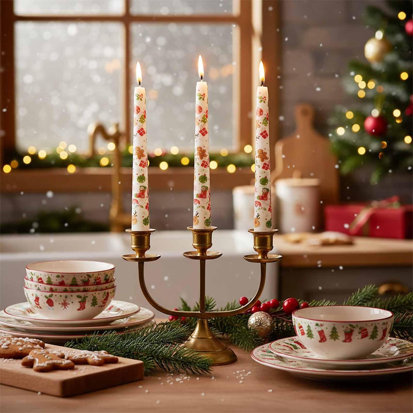 10 Inch Decorative Taper Candles, 4 Pack Birthday Balloon Print Candlesticks, Unscented Dripless Candles with Long Burn Time for Party, Holiday Table & Home Decor BST326H