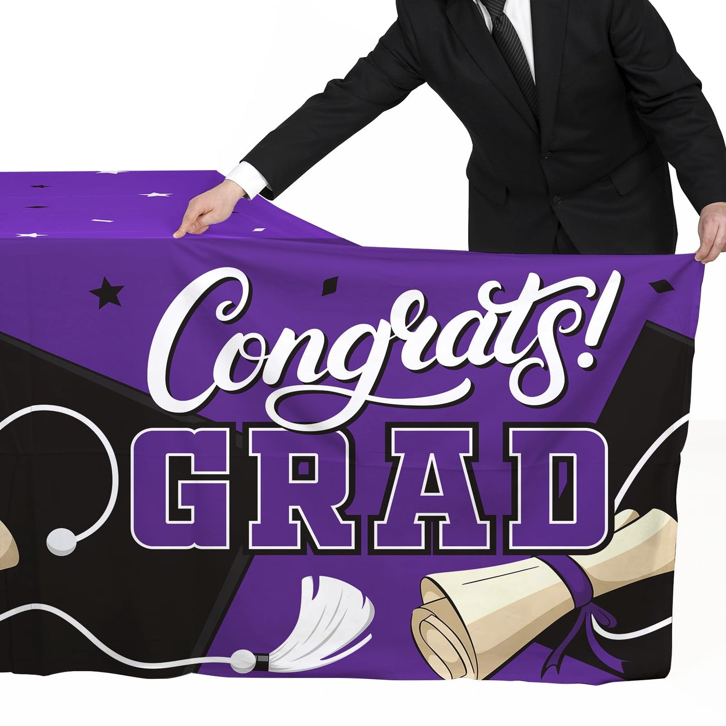 Gatherfun Graduation Decorations 2026 Kit - 2 Pcs Red Gongrats Grad Tablecover for Party Decorations，Graduation Plastic Table Covers 54"x108" BST326L