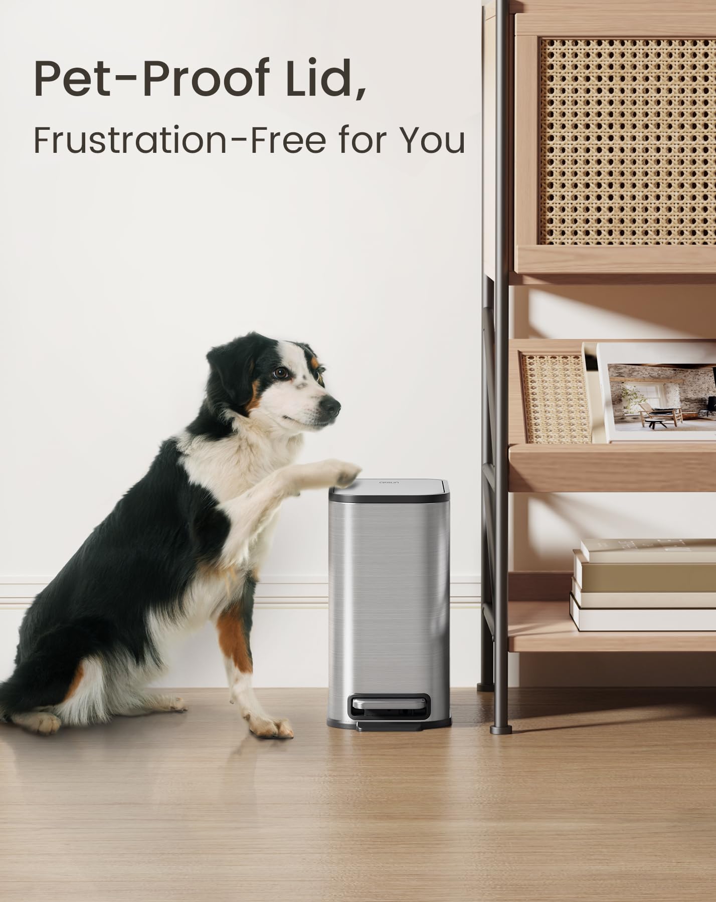 Cesun Small Bathroom Trash Can with Lid Soft Close, Step Pedal, 5 Liter / 1.3 Gallon Stainless Steel Garbage Can with Removable Inner Bucket, Waste Basket for Bathroom, Bedroom (White) DD1210