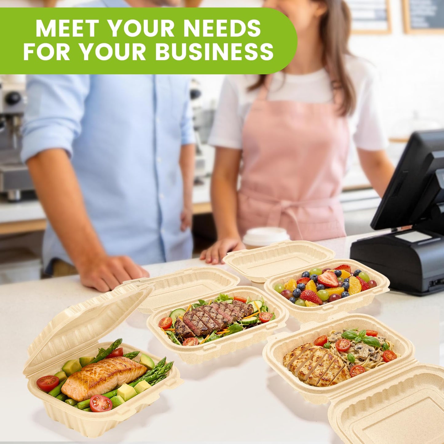 Clamshell Food Containers with Lids, 50 Pack-26oz Take Out Boxes N25