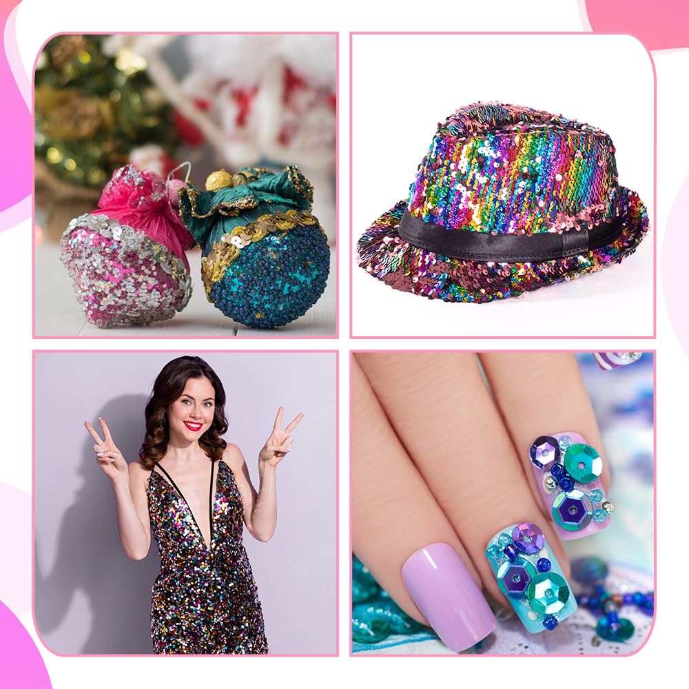 20000 PCS Loose Sequins Bulk Rainbow Cup Sequins 6MM Mixed Round Embroidery Sequin with Box Iridescent Sequin Spangles for Crafts Christmas Ball Wedding DIY Arts Sewing Dress Decoration BST220