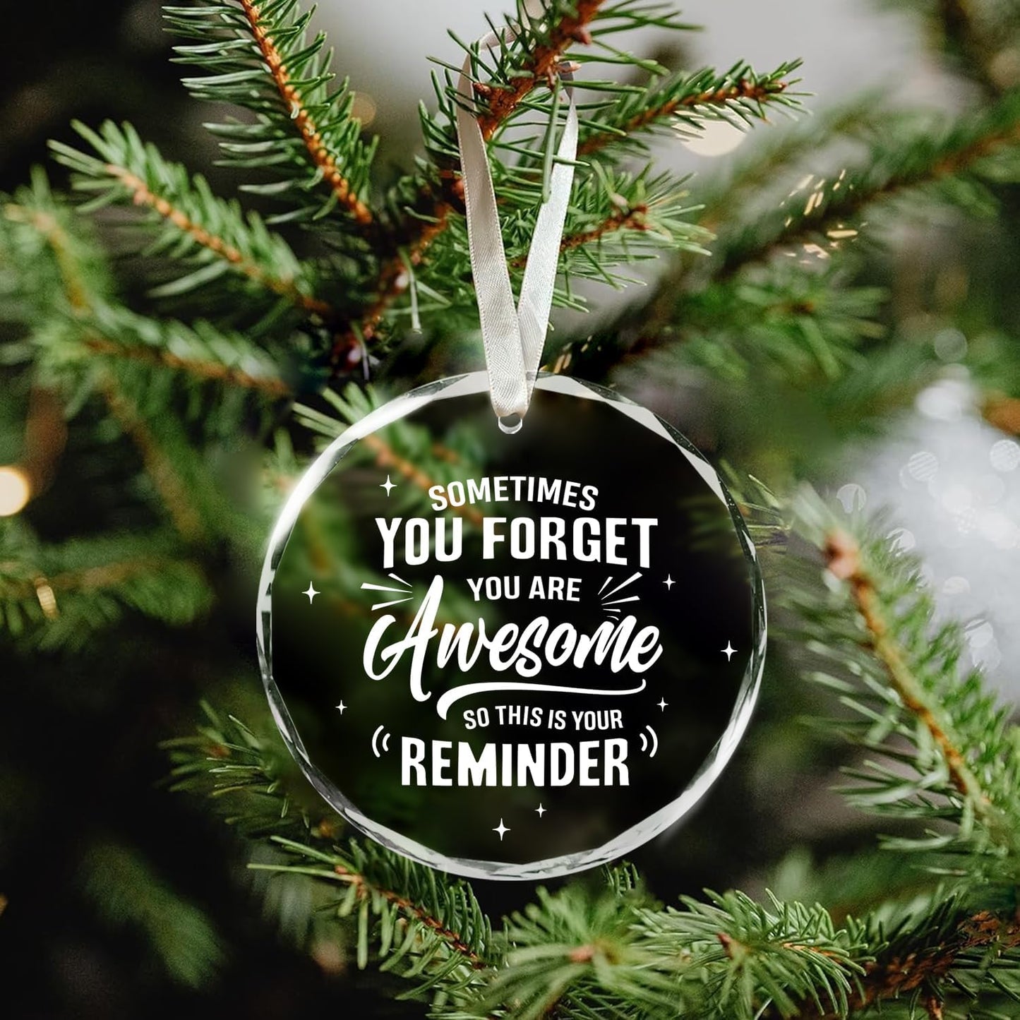 NewEleven Gifts for Her - Inspirational Ornaments - Thank You Gift, Appreciation Present for Men, Nurse, Teacher, Boss, Coworker - Christmas Tree Decoration Glass Ornament WN420