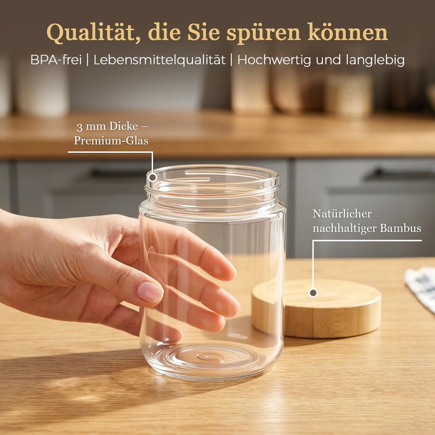 ComSaf Glass Storage Containers With Lids 0.5 Qt, 6 Pack Small Glass Jars | Small Glass Containers, Spice Jar 15oz, Candy, Family Snack Storage, Coffee Bar Organization, Size For Subpackage, BPA Free BST220