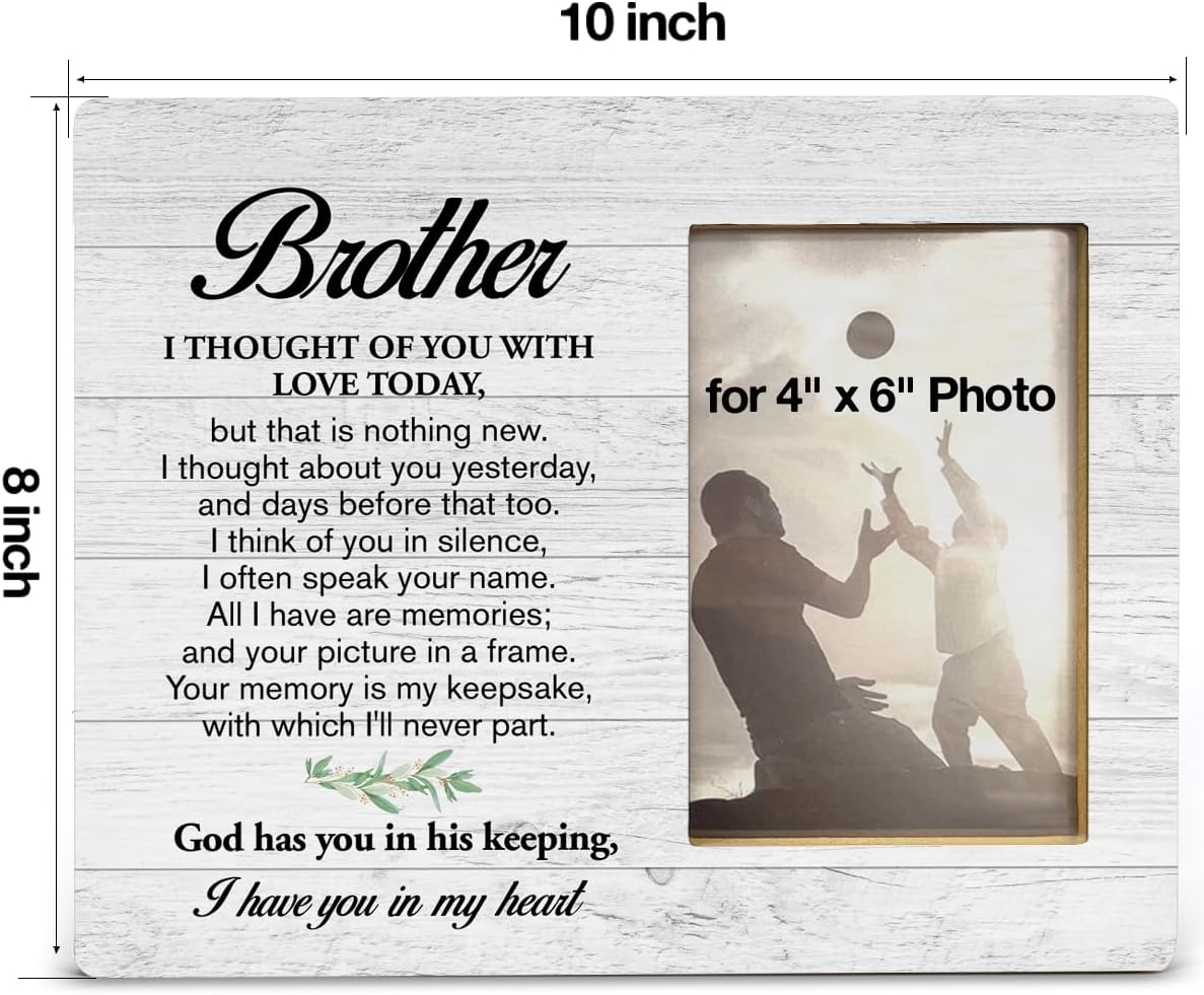 Yuzi-n Memorial Gifts for Loss of Brother Sympathy Wood Picture Frame | Remembrance Brothers Gifts, Memorial Picture Frame for 4x6 Inches Photo BST326H