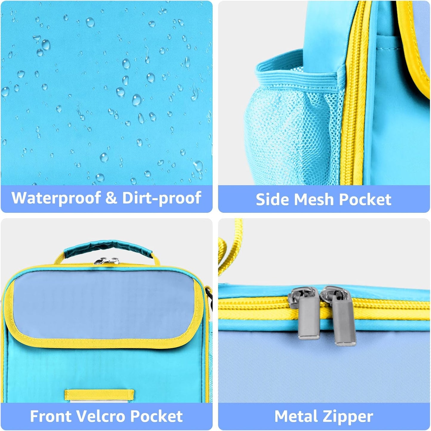 Lunch Bag for Kids Insulated Lunch Boxe for Boys Girls Small Reusable Cooler Tote Lunchbag Back to School Cute Lunchbox for Teens (light blue) WN420