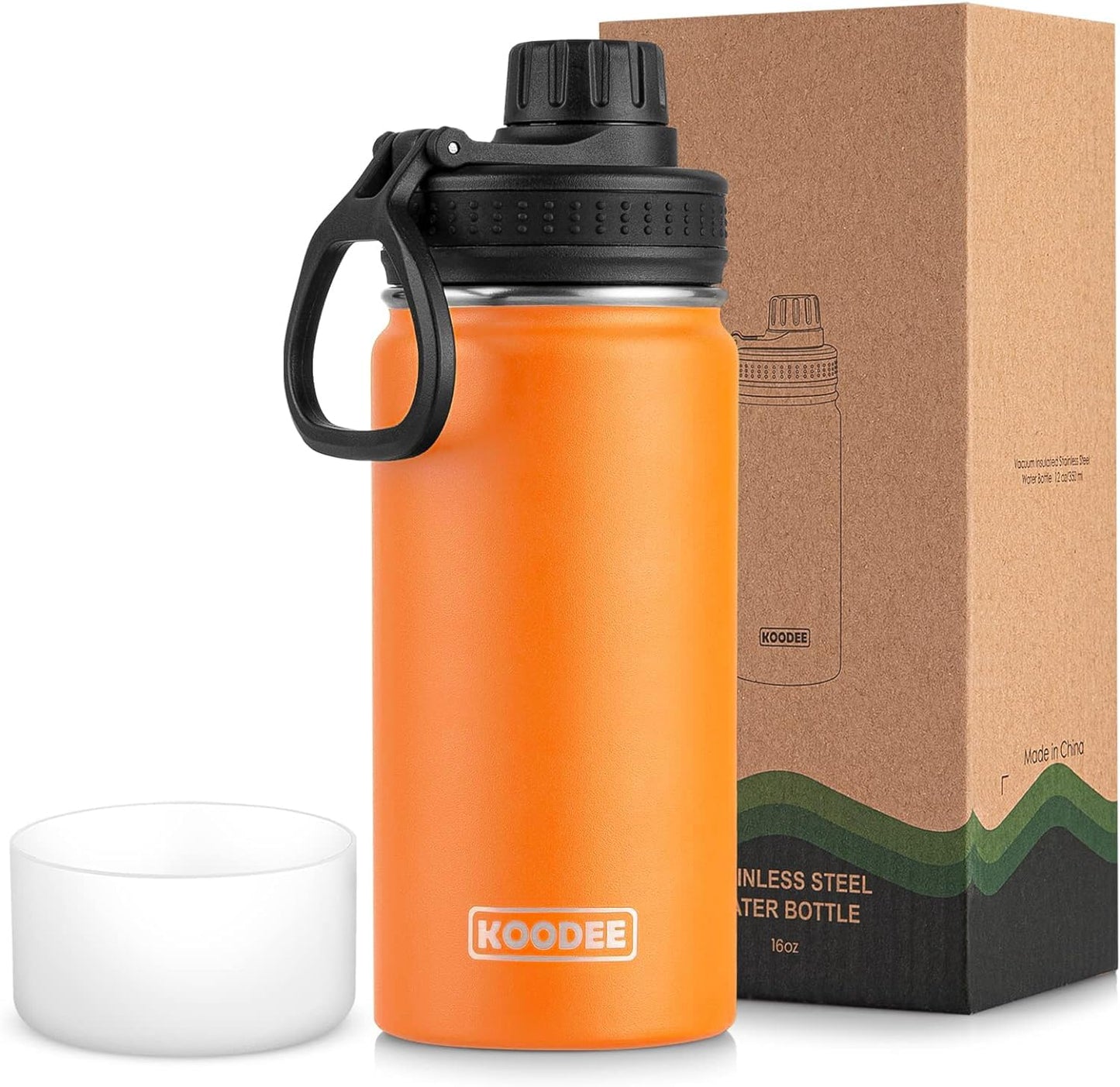 koodee Water Bottle-12 oz Stainless Steel Double Wall Vacuum Insulated Water Bottle for School-Wide Mouth Flask with Straw Lid (Teal) BST220