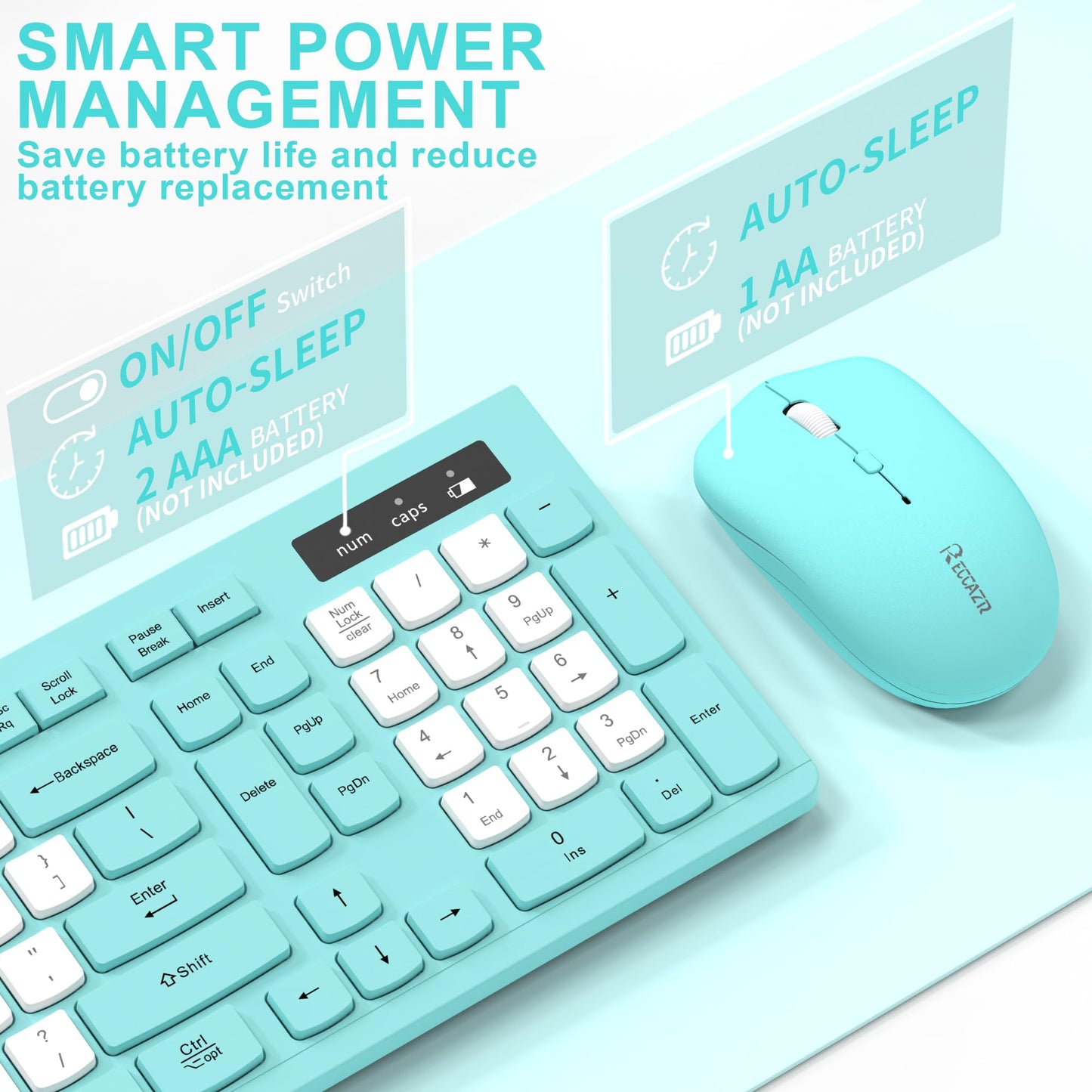 Wireless Keyboard and Mouse Combo, Full-Sized Wireless Keyboard and Adjustable DPI Mouse, 2.4GHz USB Receiver, Silent Keyboard and Mouse for PC, Windows, MAC, Desktop, Laptop (Avocado Green)