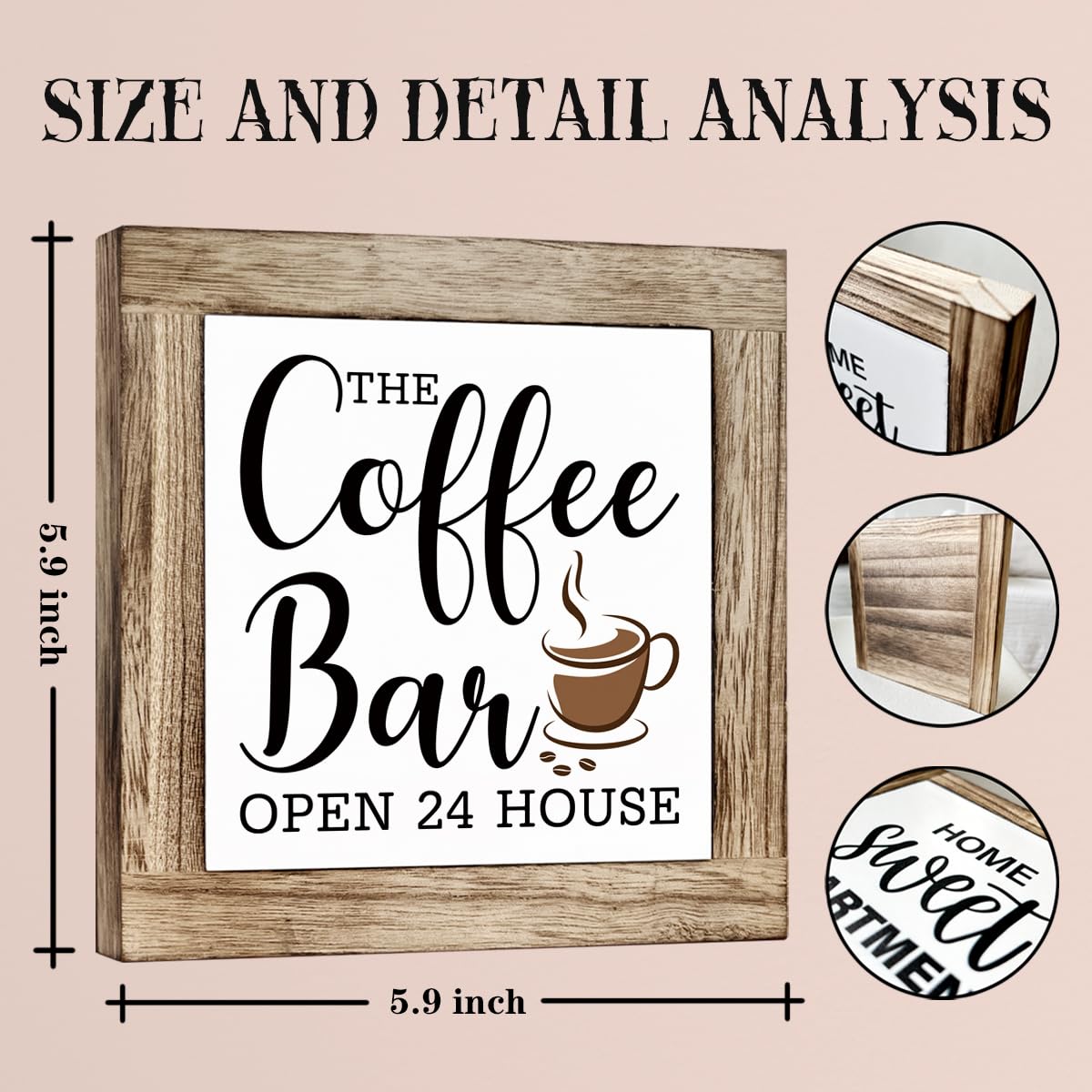 Funny Wooden Coffee Bar Decor Sign, Bar Decorations, in the Morning When Rise Give Me Jesus (and Coffee), Cafe Table Top Shelf Accessories, Cafe Signs Decor 5.9x5.9 Inches BST202