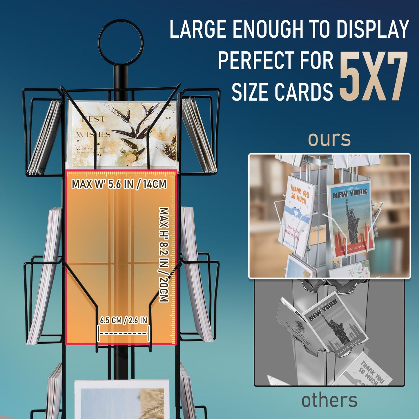 ANBOXIT Greeting Card Display Stand, Metal Rack Holder Organizer | for Retail Stores Vendors, Postcards, Stickers, White - 4 Tier BST202