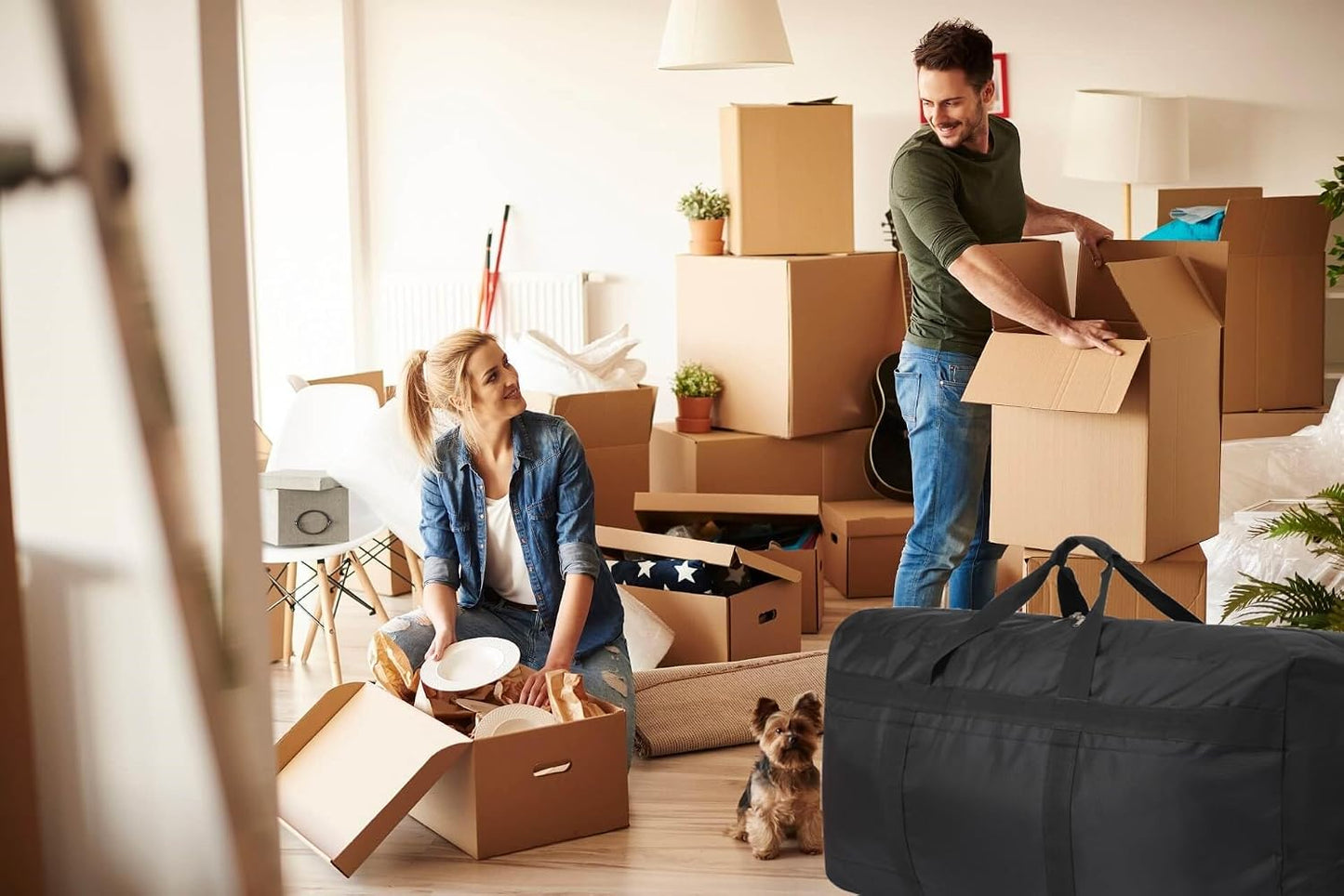 Foldable Storage Duffle Bag Huge Moving Bag Great for House Moving, Overnight Camping, Traveling, Large Items Storage, College Dorms and More (387L Black) BST326H