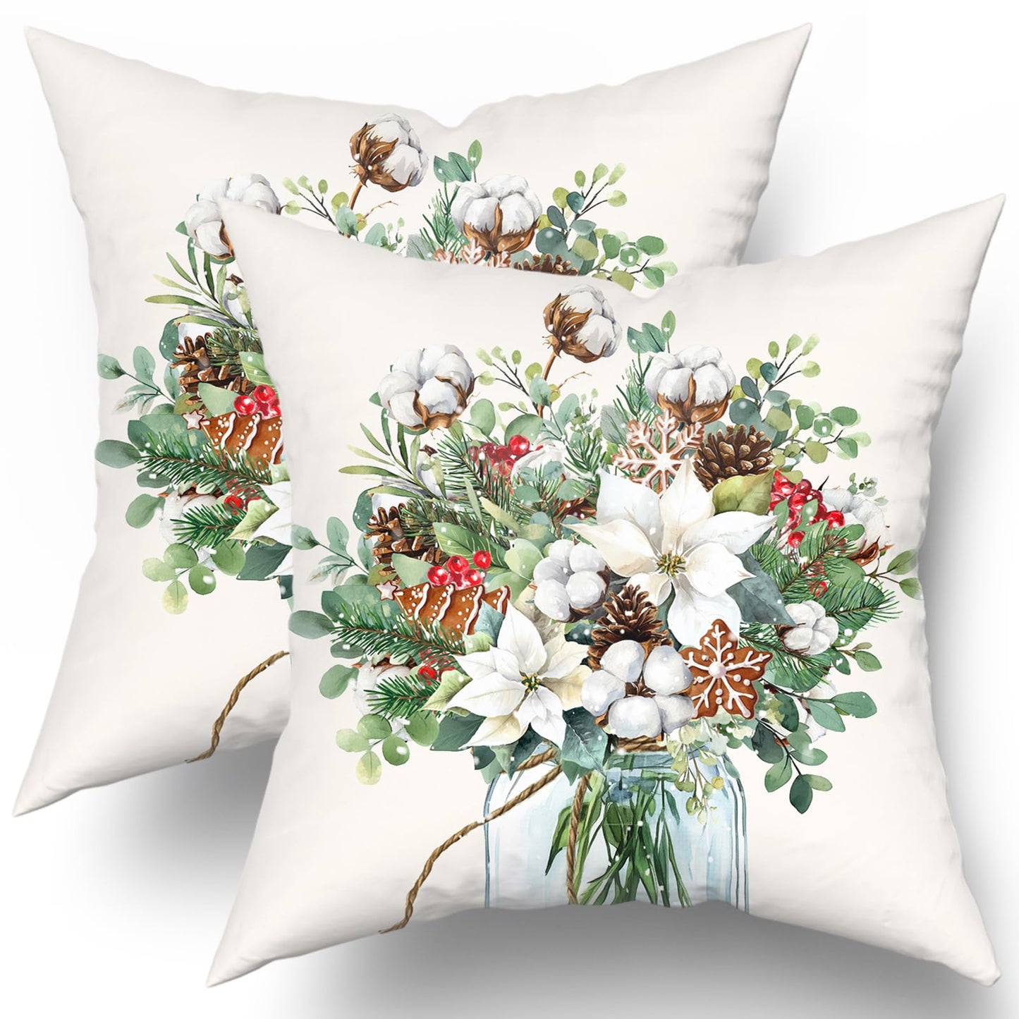 Fall Pumpkin Throw Pillow Cover 18x18inch Set of 2 Autumn Maple Leaf Pillowcases Orange Fall Leaves Cotton Cushion Case for Thanksgiving Farmhouse Home Couch Sofa Patio Decor BST202
