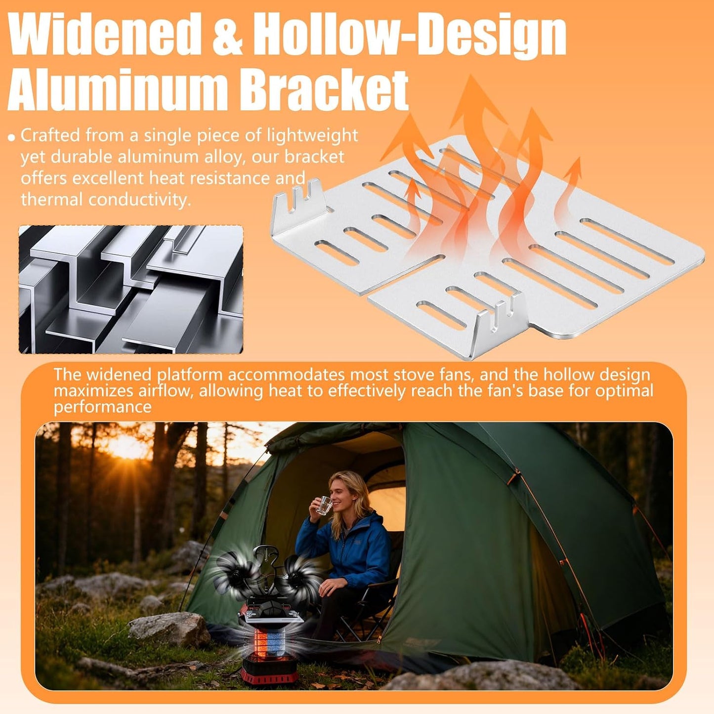 Heat Powered Stove Fan Mounted Accessories | For Mr. Heater Buddy MH9BX MH12HB MH18B, Portable Fan Stand for Enhanced Warmth in Winter Camping Tent Rooms BST202