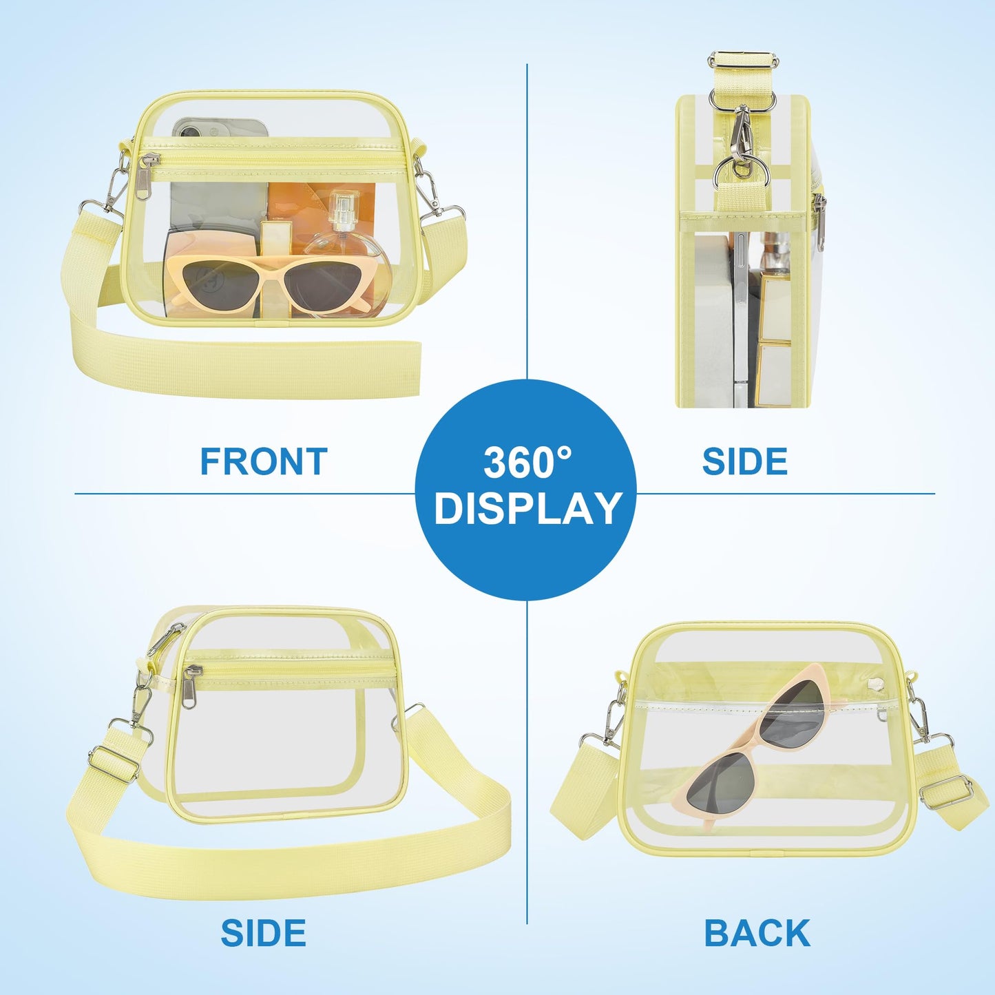 Clear Bag for Stadium Events Stadium Approved Women's Top-Handle Handbags | Mini Small Clear Bag Purse with Wide Adjustable Strap and Front Pocket for Sports Concerts, Festivals BST202