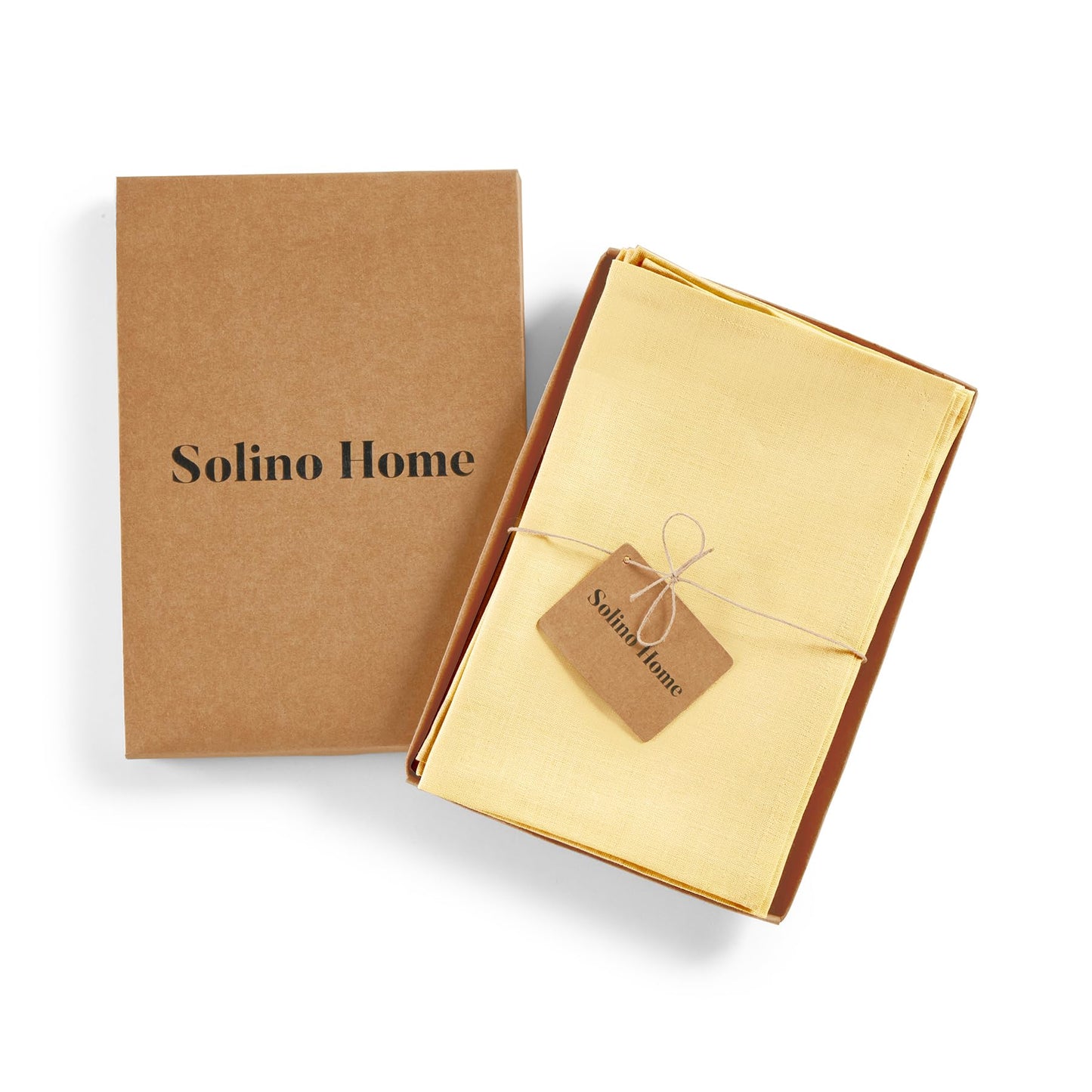 Solino Home 100% Linen Square Placemats White, Fete 14 x 14 in, Set of 4 | Square Table Mats square place settings for daily and festive dining; neatly mitered corners; Pure Linen; OEKO-TEX Certified BST326SOLH