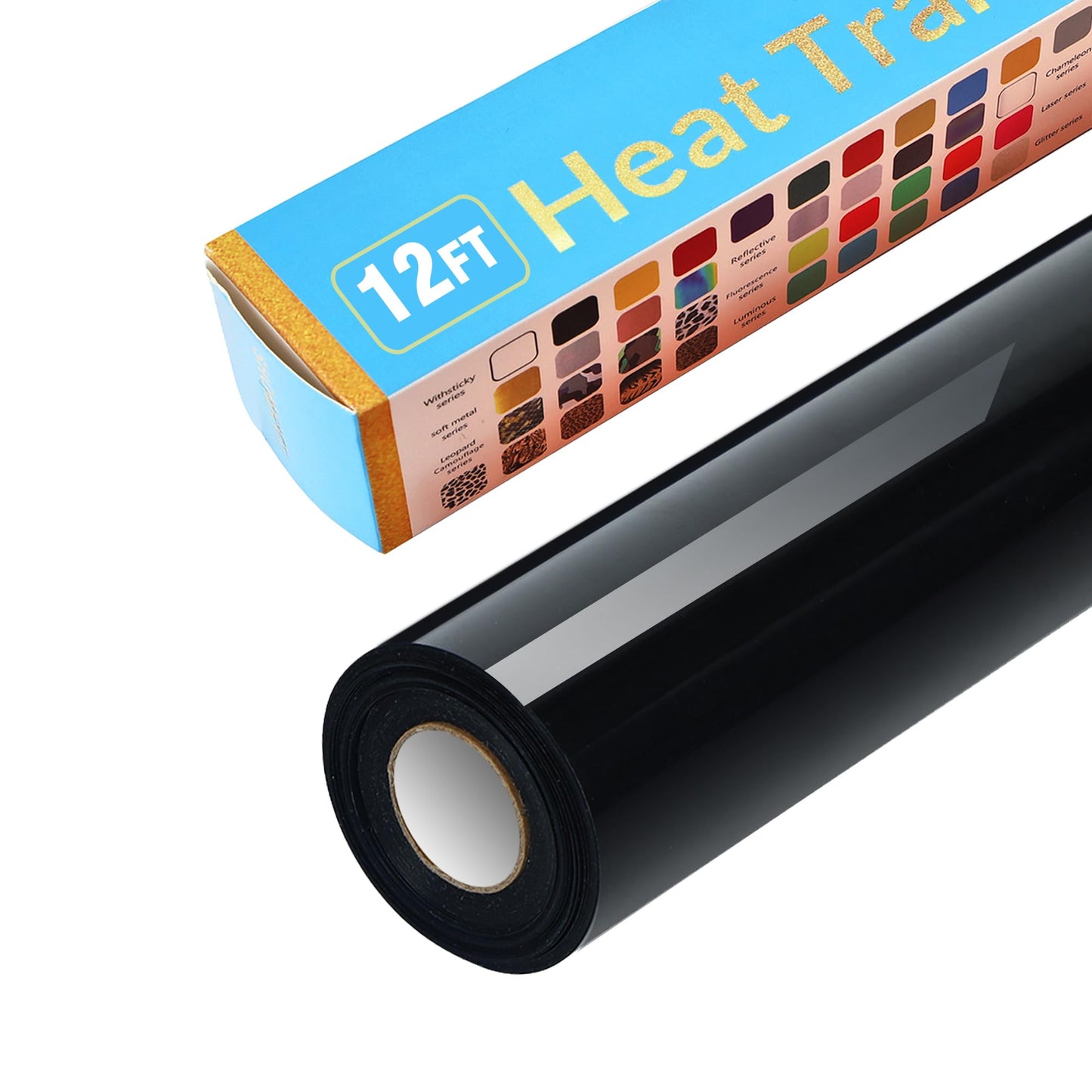 Golden Heat Transfer Vinyl Rolls 12 Inch by 12feet Roll HTV Iron on Vinyl DIY for T-Shirt Easy to Cut & Weed for Heat Vinyl Design Glossy (12Ft, Golden) WN420