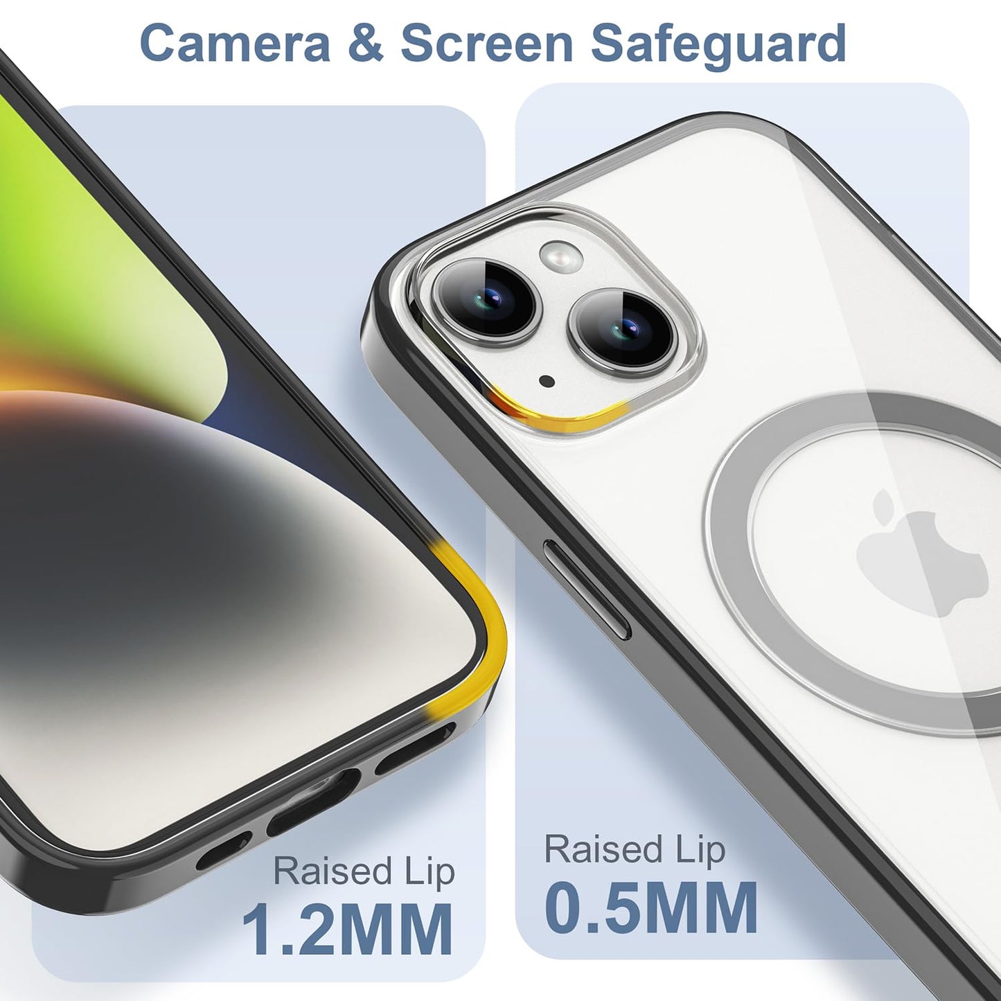 PULOKA for iPhone Case Compatible with Magsafe, Color Bumper & Clear TPU Back Hybrid Shockproof Cover (White, iPhone 16 Pro Max) WN420