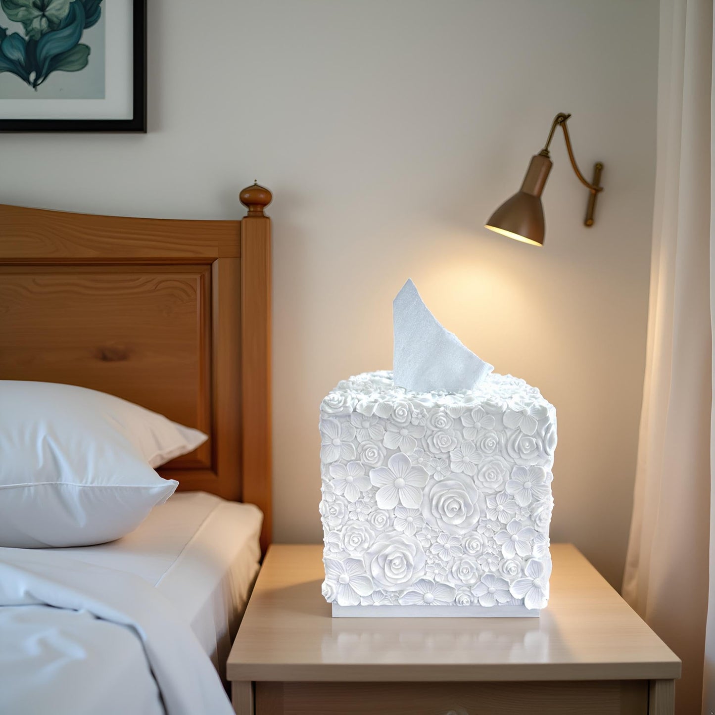 Square Tissue Box Cover Decorative Kleenex Box Holder for Bathroom & Living Room with Handcrafted Texture (colla Gold) BST220