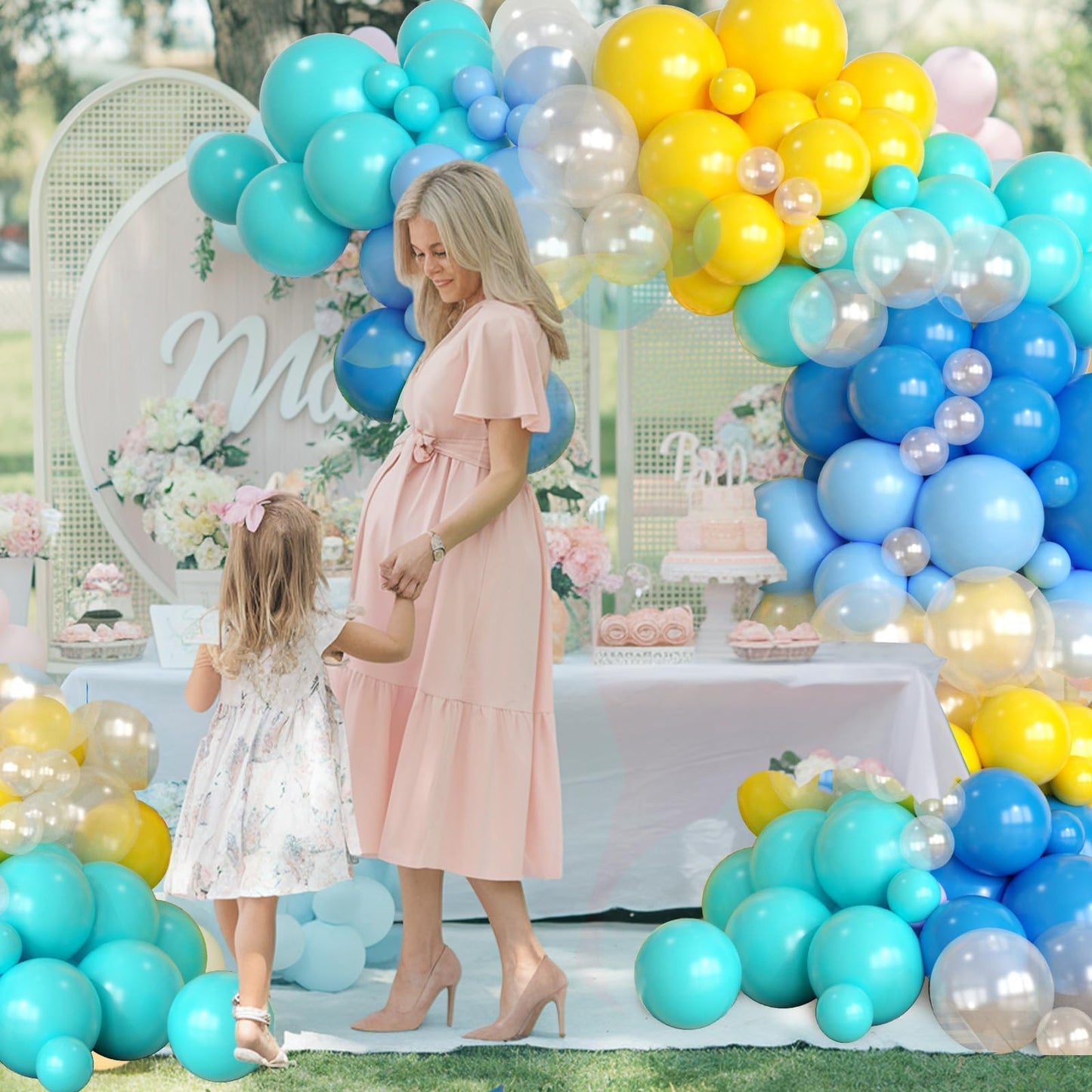 Dusty Green Blue Balloon Arch Kit, Fog Green Dusty Water Blue Beige Ivory Latex Balloons Garland Kit for Women Men Neutral Birthday Wedding Baby Bridal Shower Jungle Safari Party Decorations WN420
