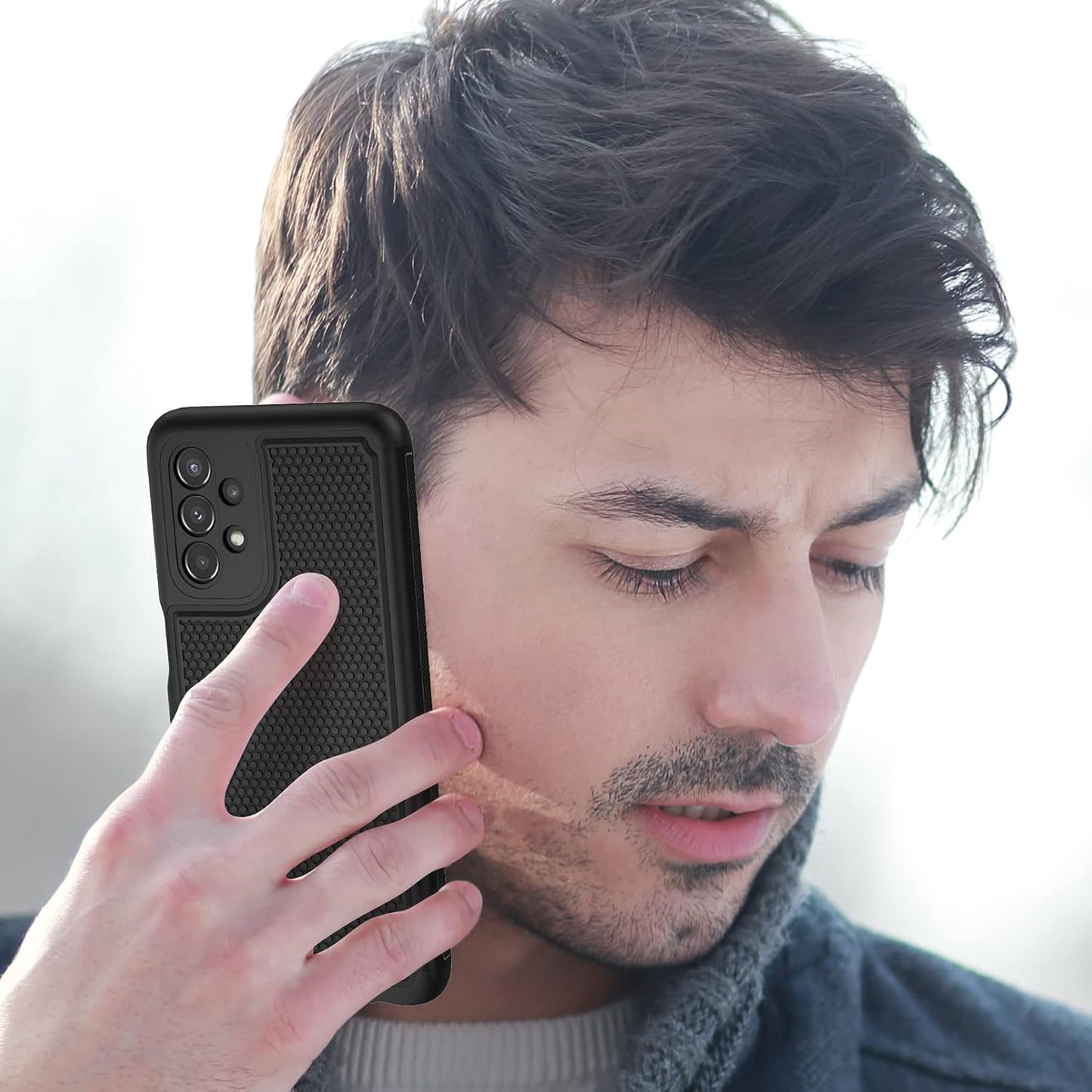 FNTCASE for Samsung Galaxy A23 5G Case: (Samsung Galaxy A23 4G LTE) Dual Layer Protective Heavy Duty Cell Phone Cover Shockproof Rugged with Non Slip Textured Back Bumper - 6.6inch Black WN420
