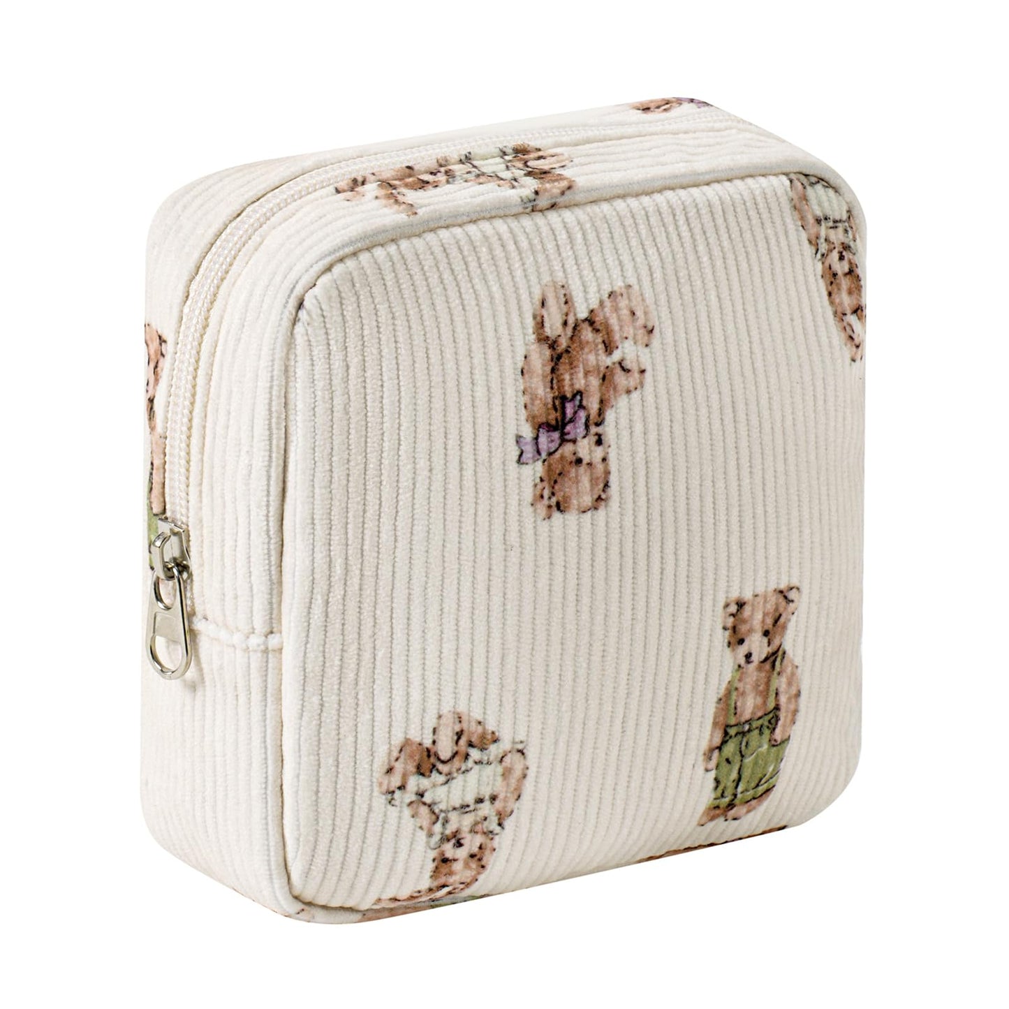 uekeboag Cute Small Corduroy Zipper Makeup Bag, Mini Coquette Aesthetic Pouch with Bear Pattern for for Purse,Key Pocket Lipstick Bag Card Holder Data Cable Organizer (12Hot Pink) BST220