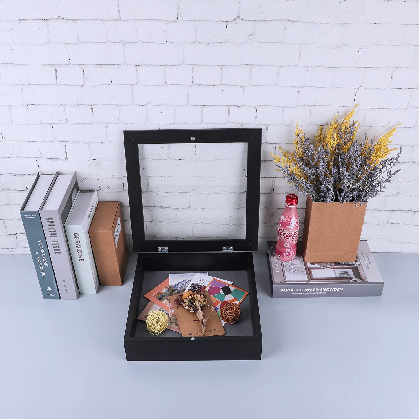Golden State Art 11x14 Shadow Box Frame Display Case - 2 inch Depth Great for Collages, Collections, Mementos, 6 Pins Included (White, 1 Pack) BST326H