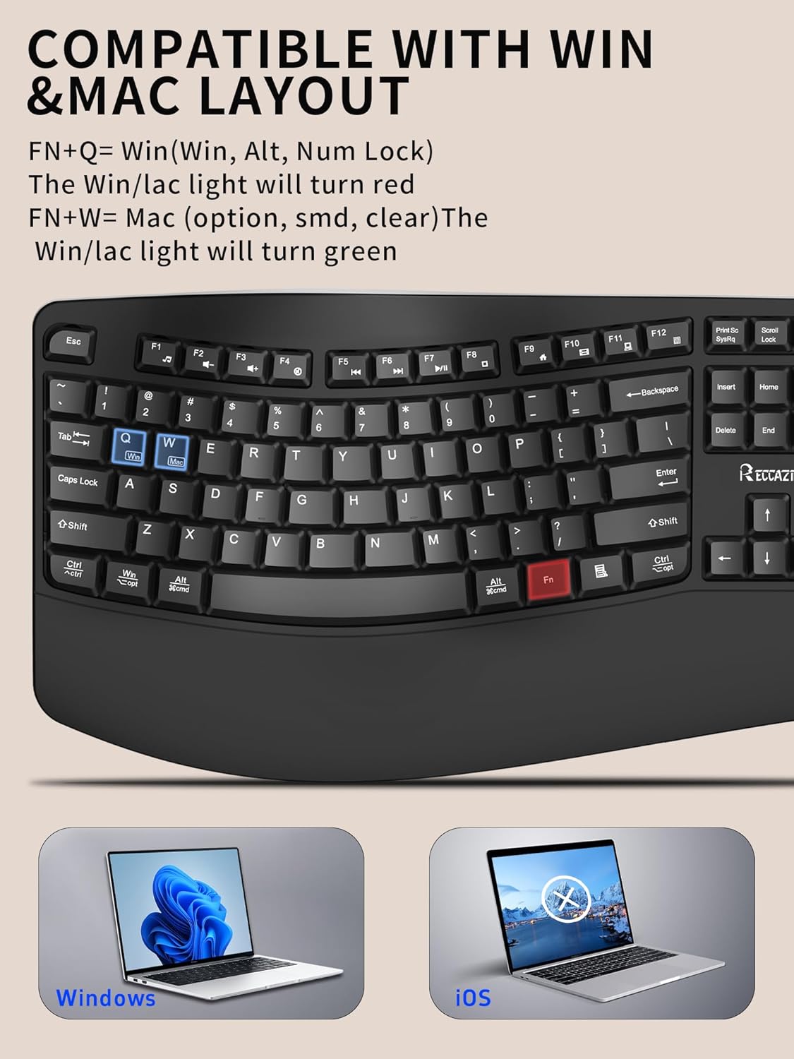 RECCAZR EK30 Wireless Keyboard and Mouse Combo 46