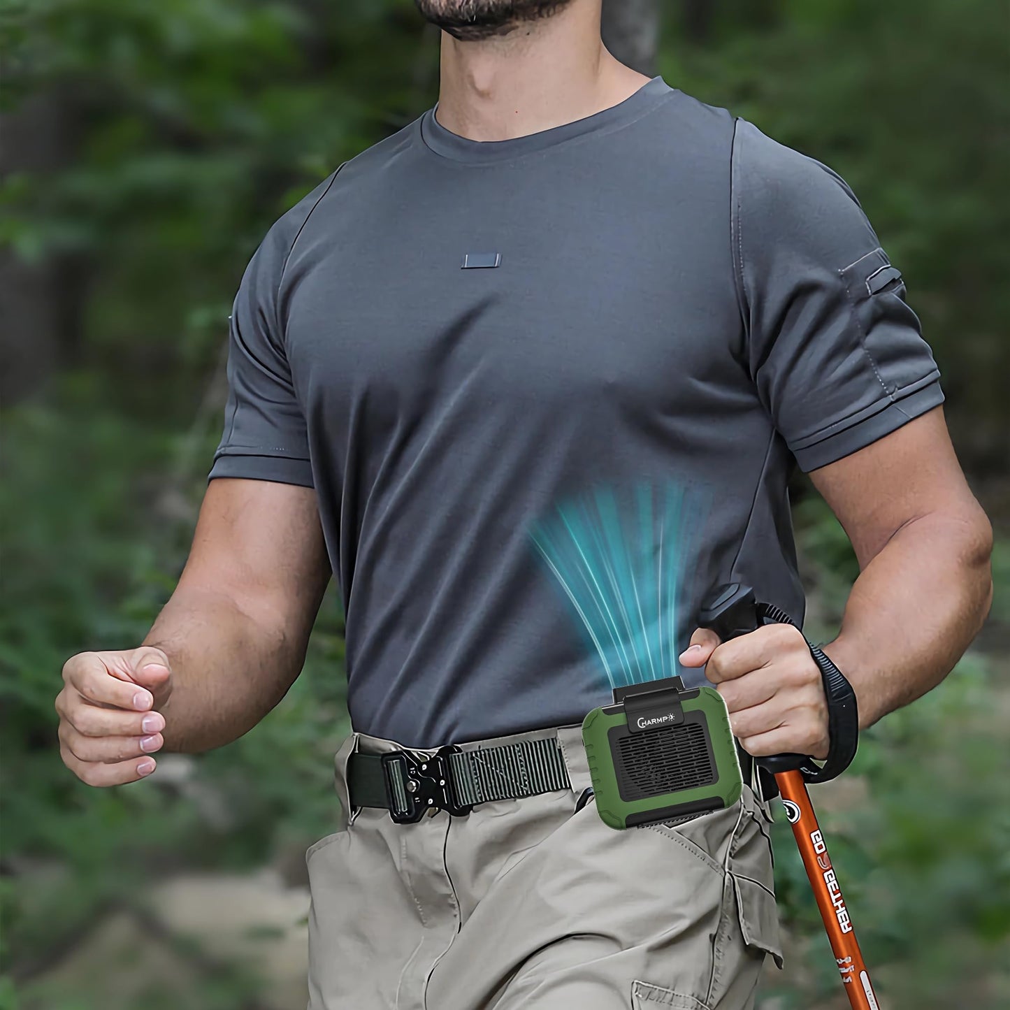 Portable Waist Fan - 6000mAh Battery, 3 Speeds, Strong Airflow, Up to 16 Hours Working Time, Portable Hands-Free Cooling Belt Clip Fan for Construction Workers, Couriers, and Campers BST202