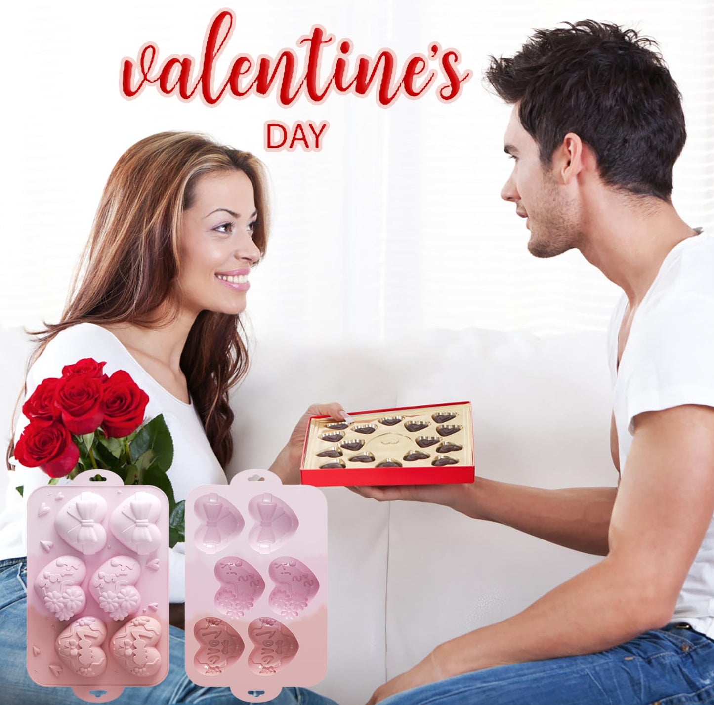 2 Pack Love Heart Silicone Chocolate Bomb Mold DIY Non-stick Silicone Handmade Mold for Valentine Chocolates, Cake, Hard Candy, Baking, Gummy, Ice Cube Trays cake BST202