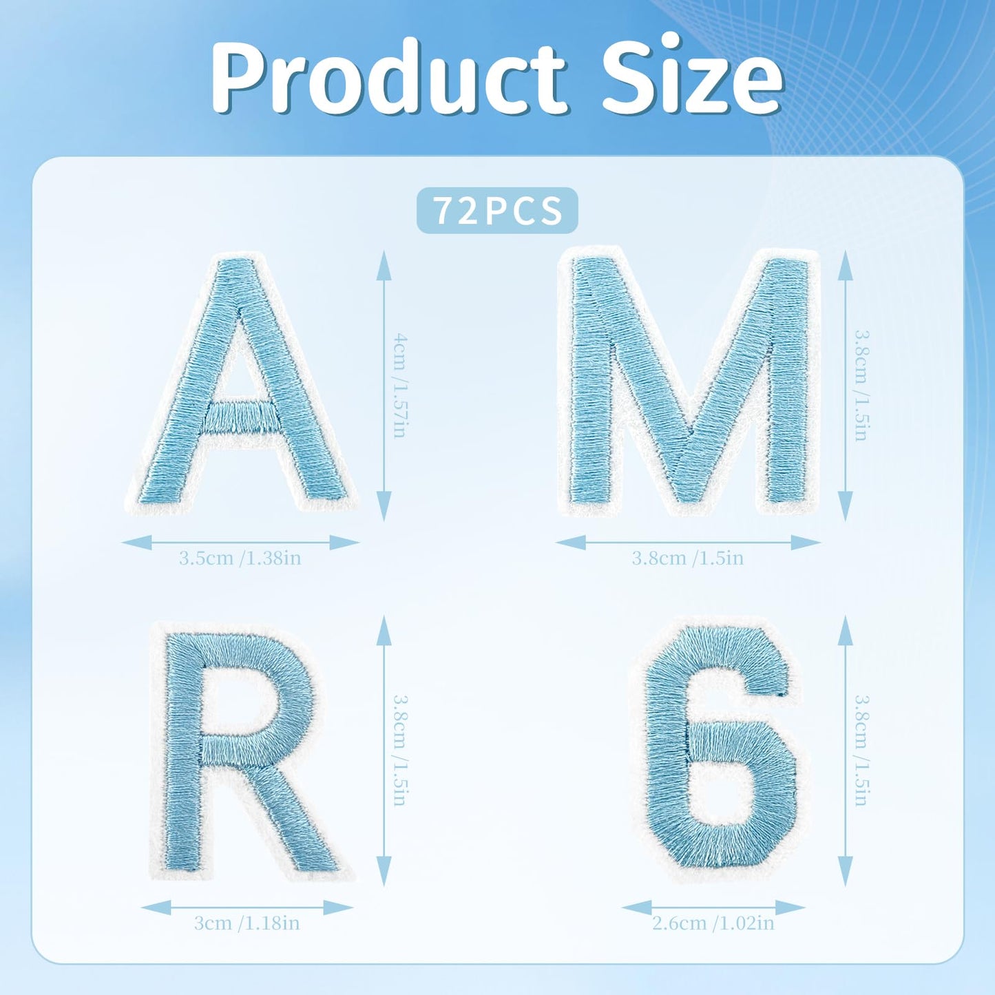 72Pcs Iron on Number and Letter Patches, Numbers 0-9, Letters A-Z Embroidered Applique Patches for Clothes, Skirts, Hats, Socks - Black BST220