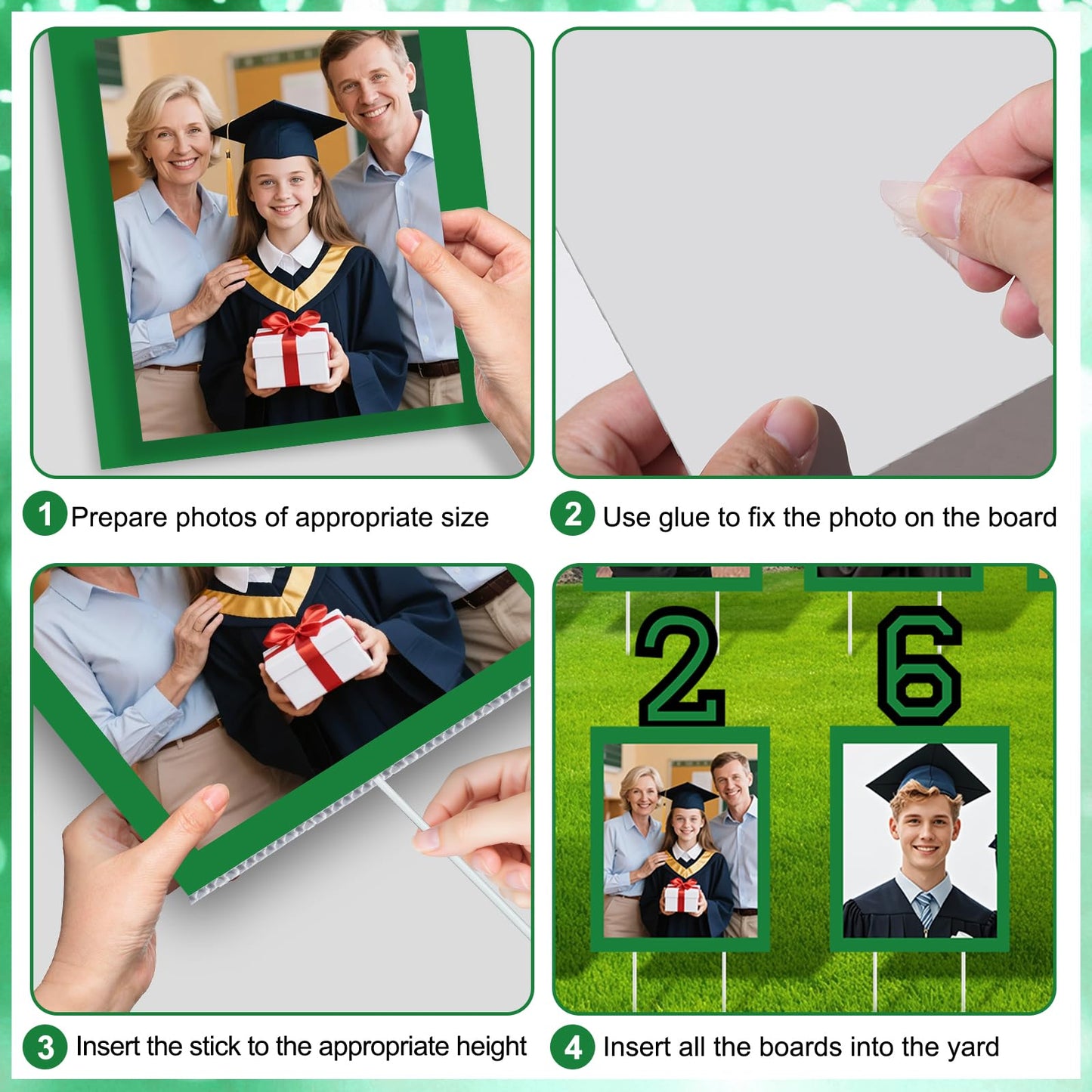12 Pcs Graduation Photo Yard Sign Decorations 2026, K-12 Grade Graduation School Picture Frame Lawn Sign with Stakes for Kindergarten Middle High School Class of 2026 Grad Party Decorations, Red WN420